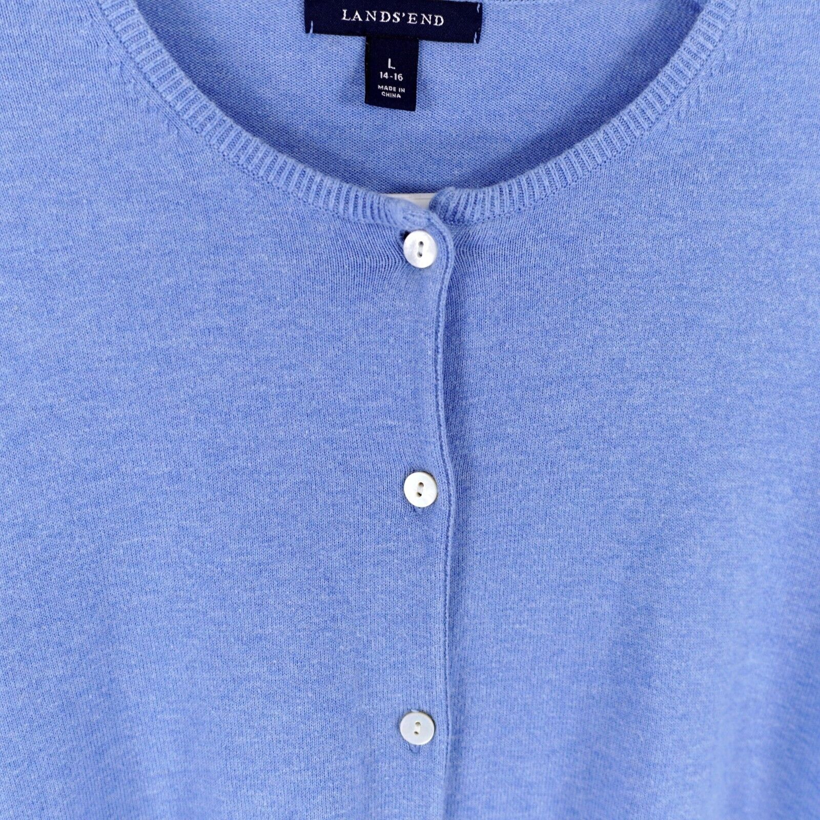 Lands' End Land's End Large Button Front Baby Blue Sweater Round Neck C Size L / US 10 / IT 46 - 3 Thumbnail