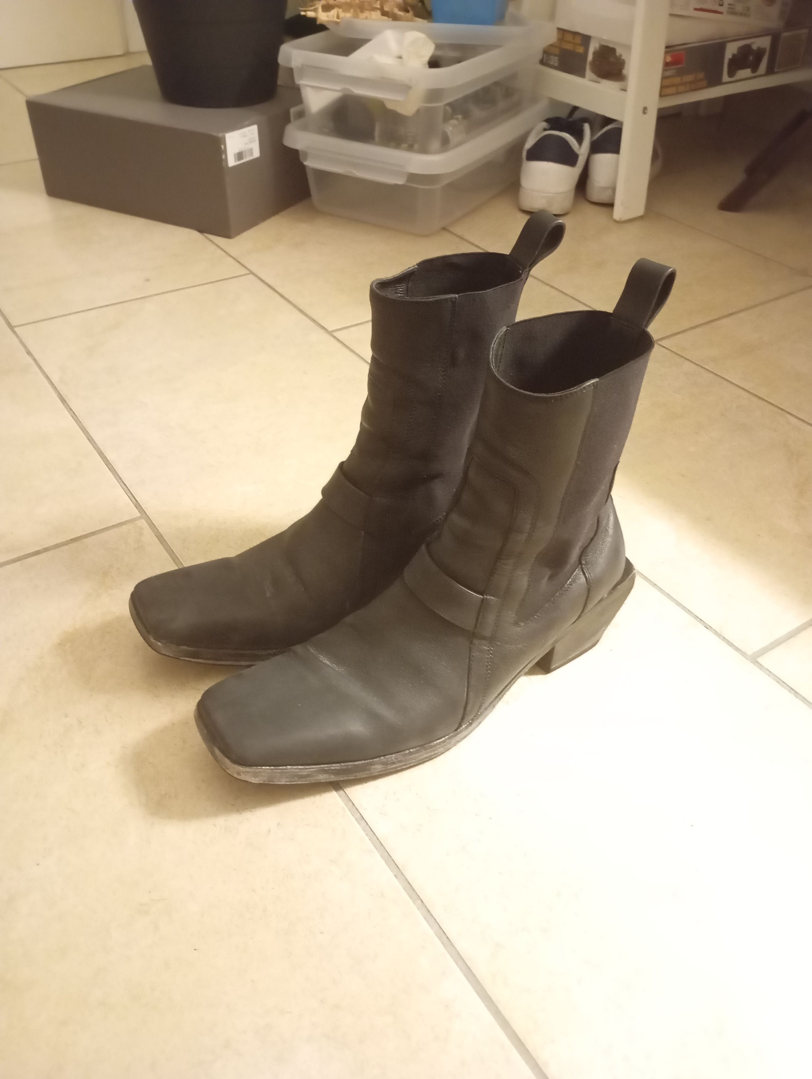 Rick Owens RARE dust brown suede sliver cuban heel boots clear