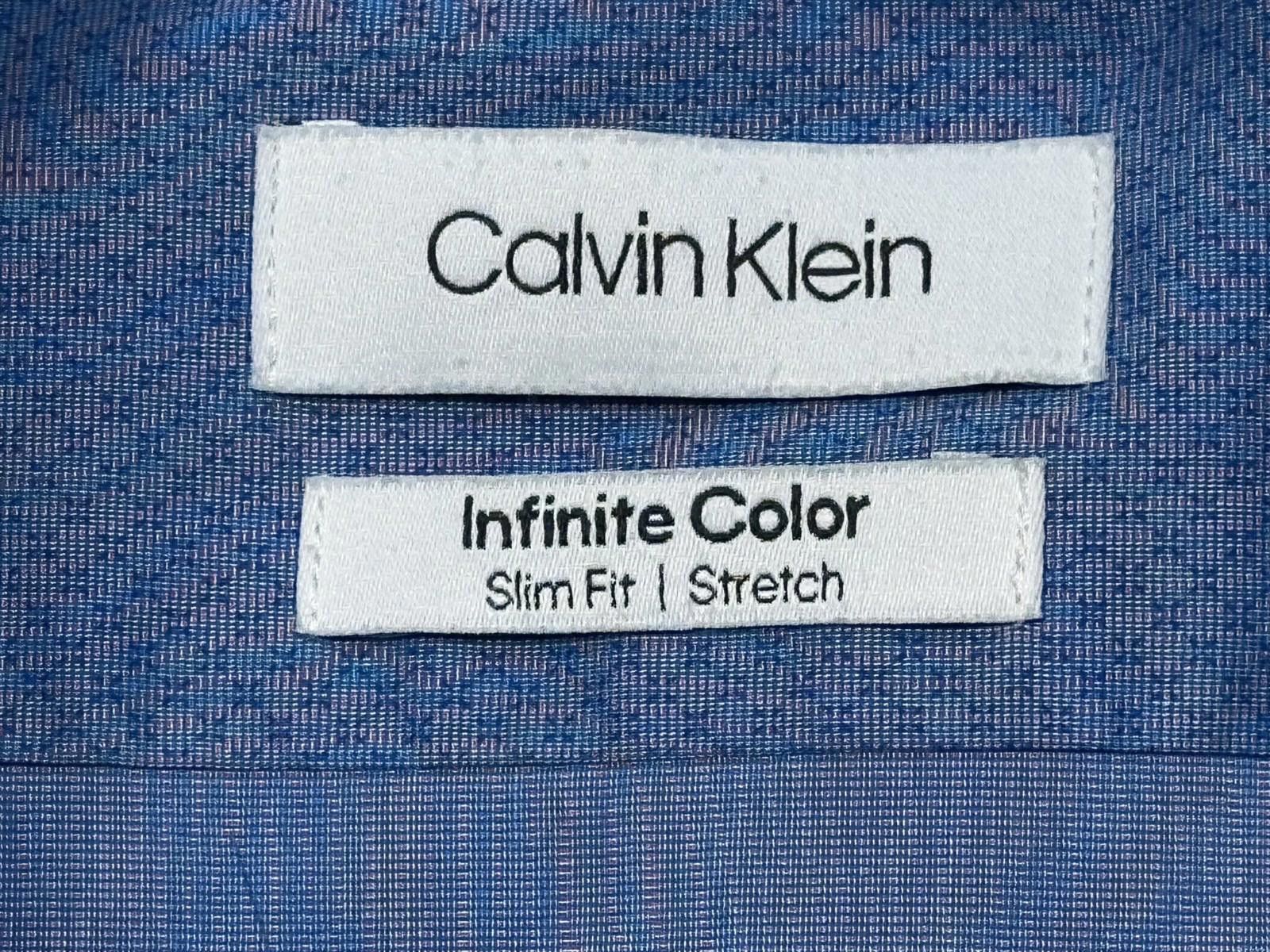 Calvin Klein Calvin Klein Slim Stretch Button Up Blue Men L 16-16.5/32-22 Size 42R - 7 Thumbnail