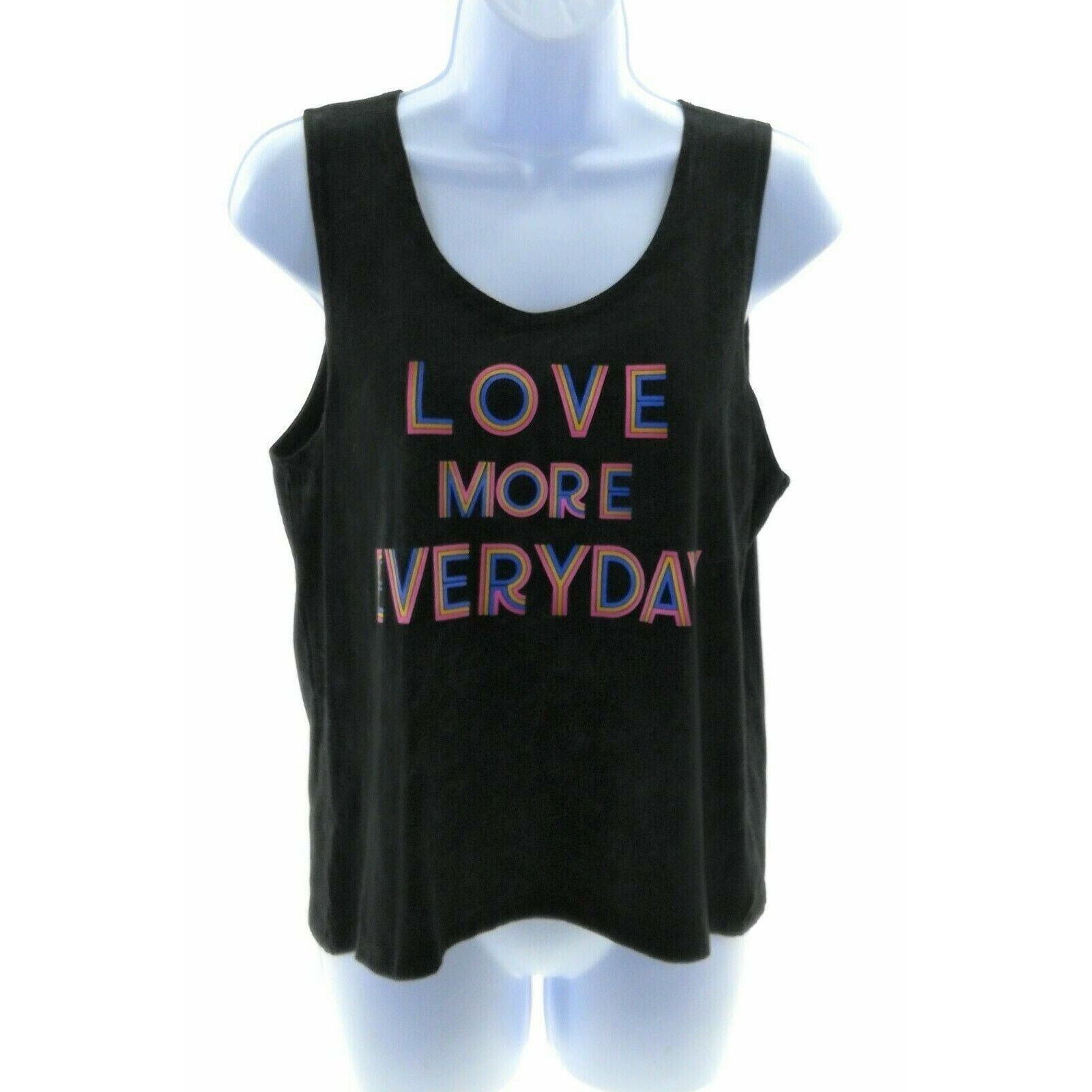Other Electric Pink Black "Love More Everday" Tank Top Size Large Size L / US 10 / IT 46 - 1 Thumbnail
