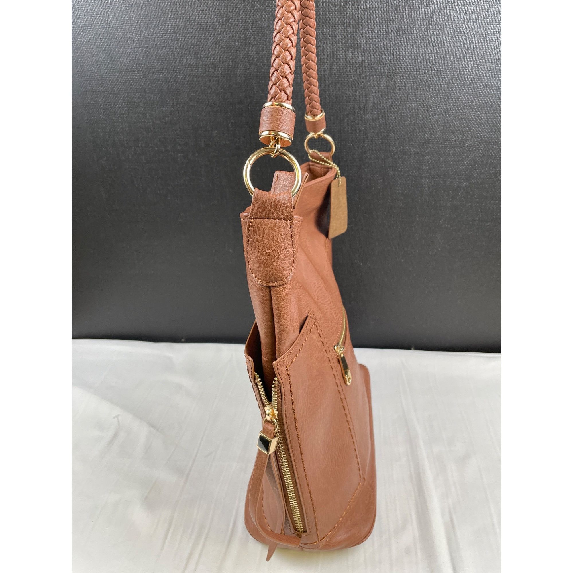 Other Miztique Women's Vegan Leather Brown Shoulder Bag/Tote SKU Size ONE SIZE - 4 Thumbnail