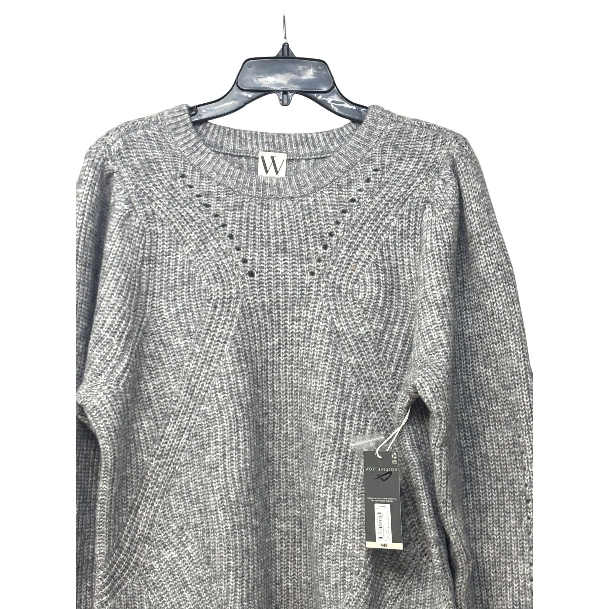 Worthington Worthington Women’s Plus Size Set-in Crew Neck Sweater, Gray Size ONE SIZE - 4 Thumbnail