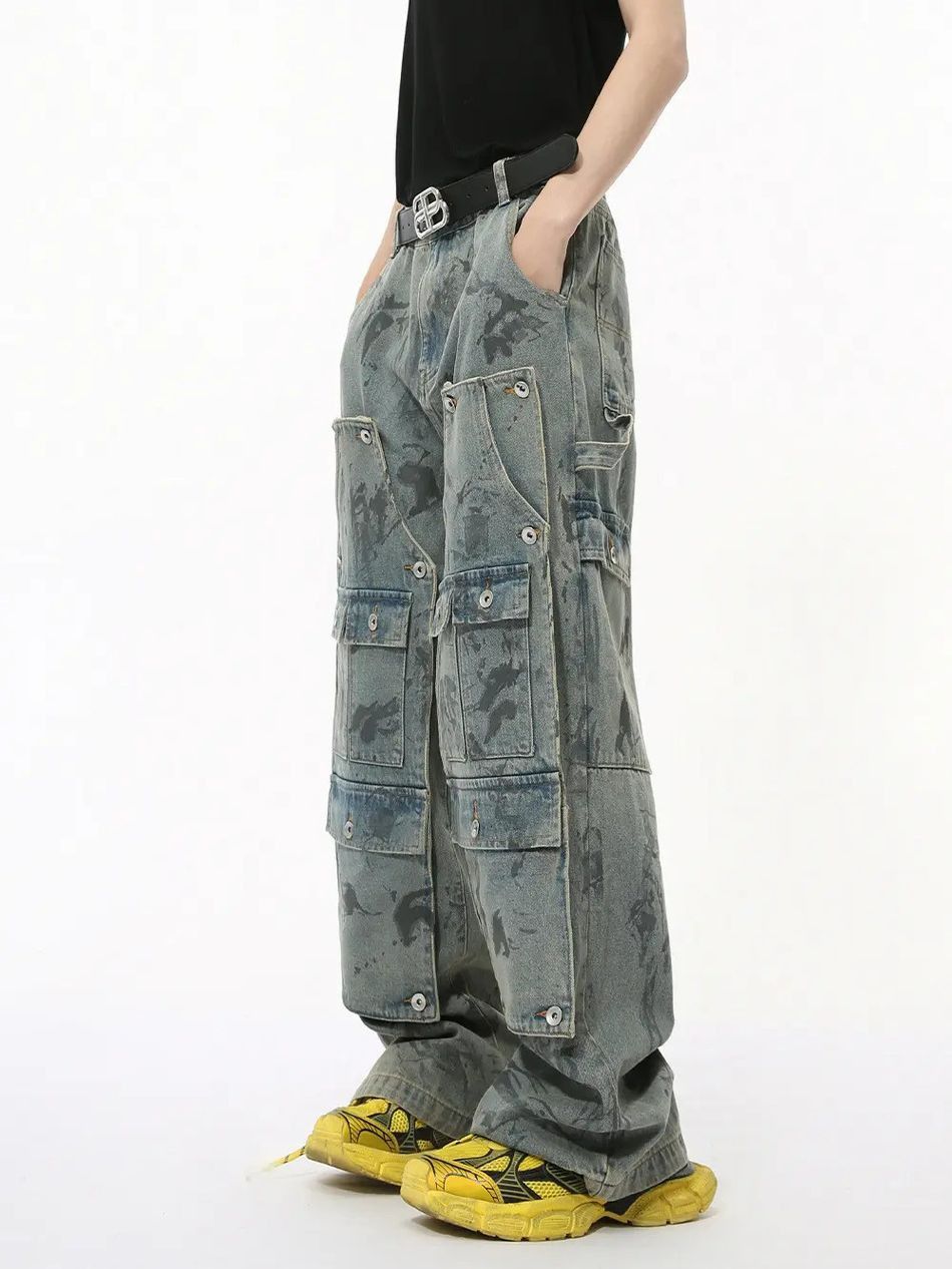 Japanese Brand Retro pocket loose wide leg jeans Size US 32 / EU 48 - 5 Thumbnail