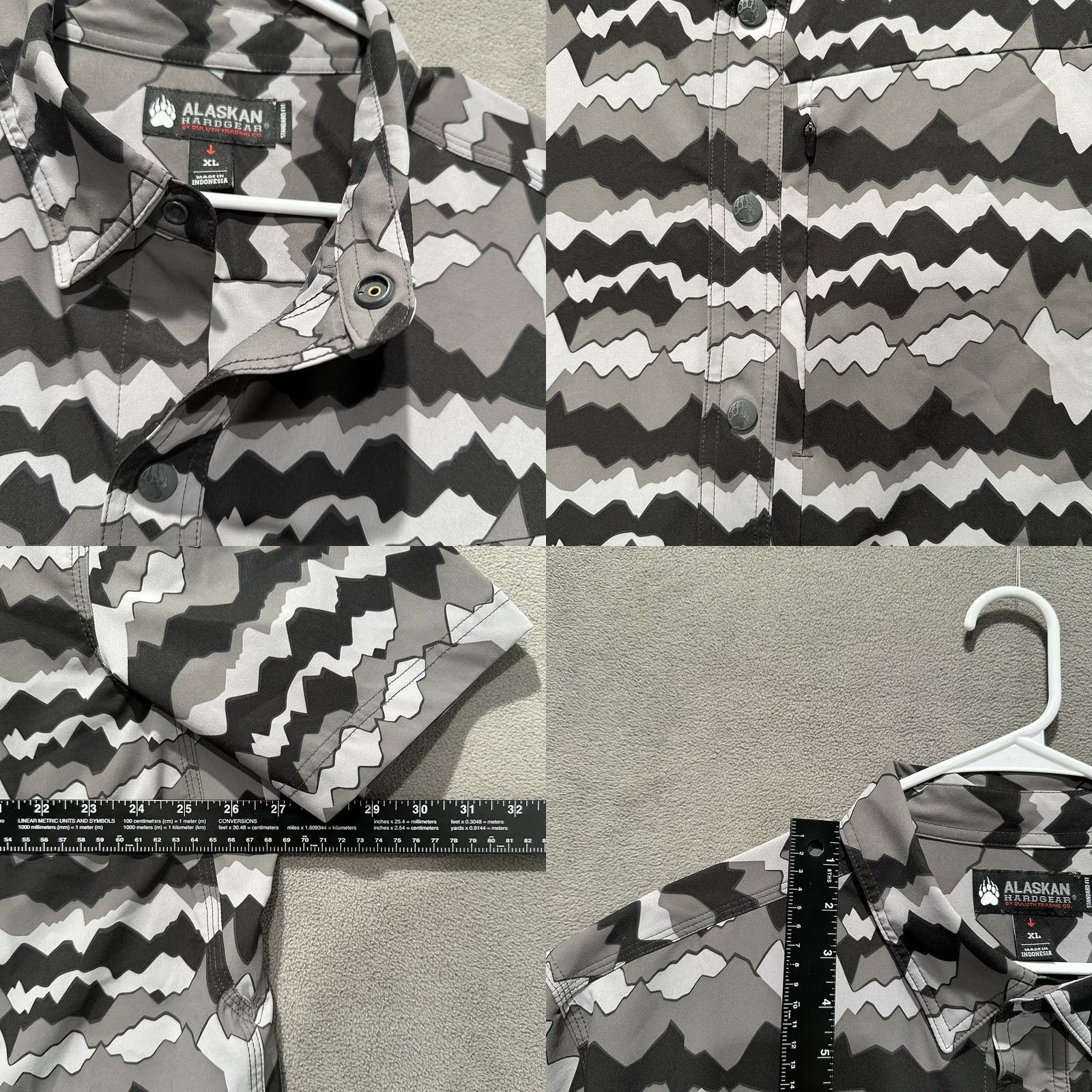 Vintage Alaskan Hardgear Shirt Mens XL Gray Geometric Print Snap Up Chilkat River - Premium Condition Size US XL / EU 56 / 4 - 8 Thumbnail