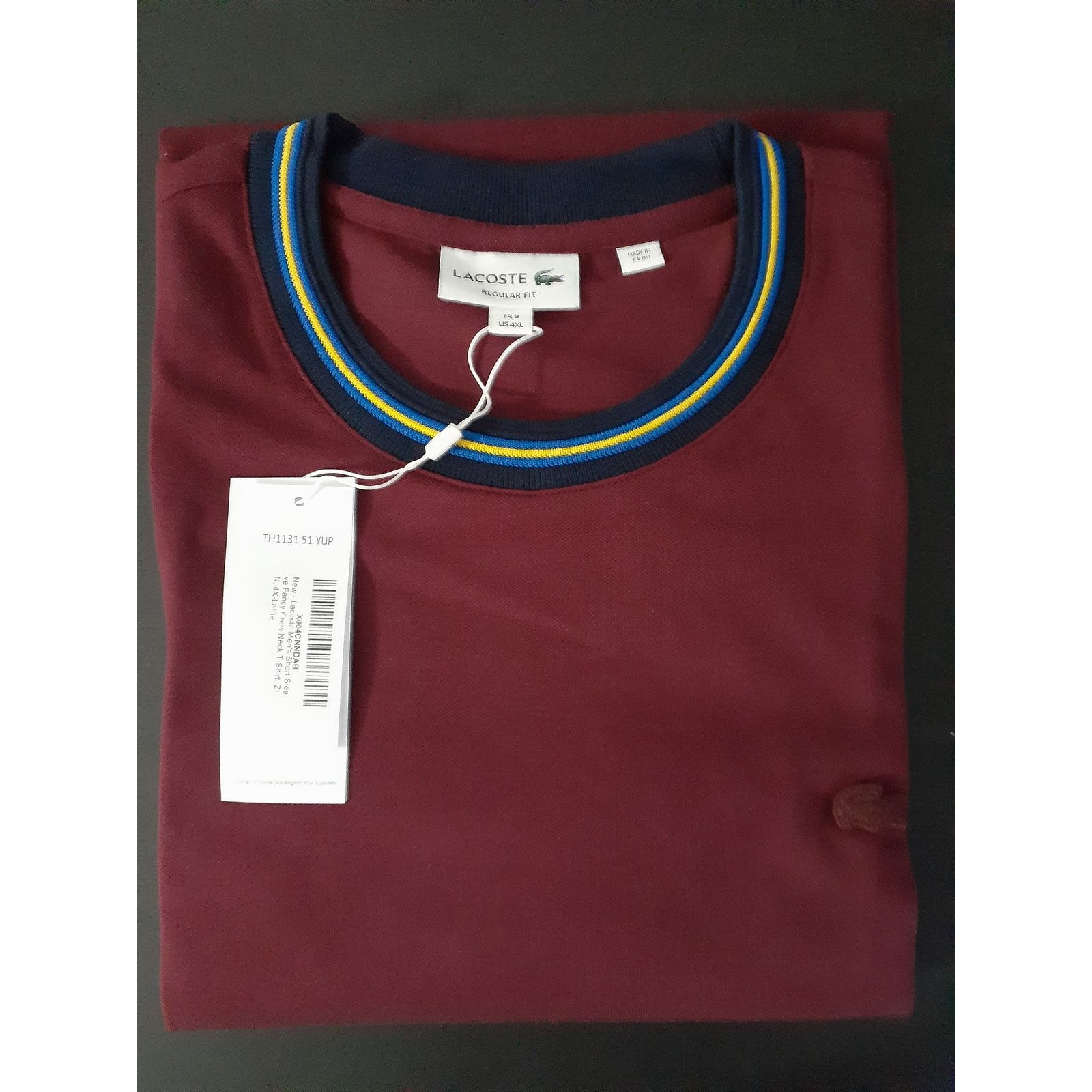Lacoste Lacoste Men's Short Sleeve Fancy Crew Neck T-Shirt Zin 4XL Size US XXL / EU 58 / 5 - 2 Thumbnail