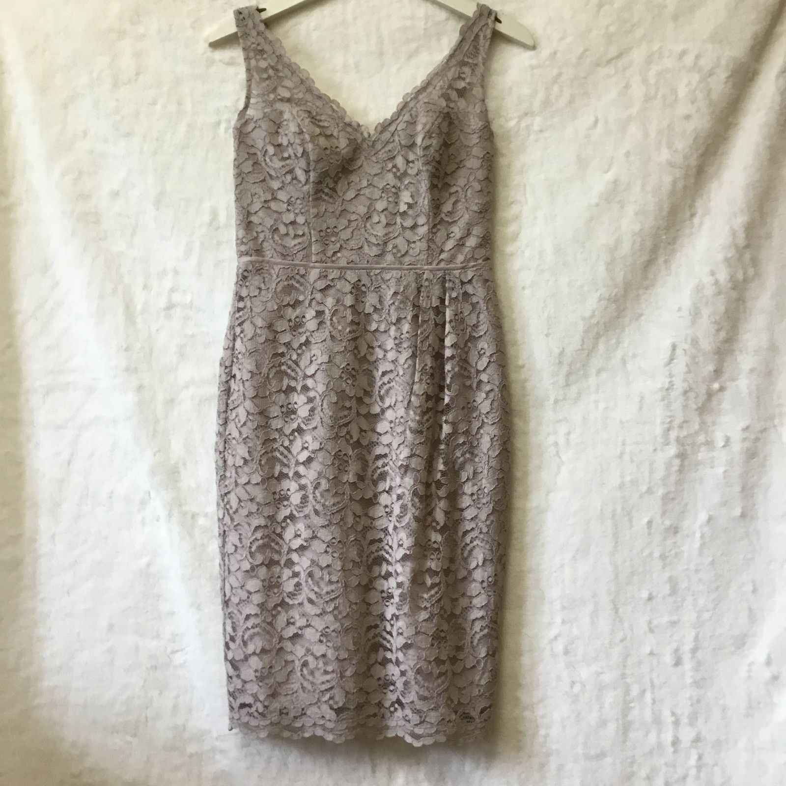 Other David Bridal Short Mocha Lace Dress with V-Neck Size XS / US 0-2 / IT 36-38 - 5 Thumbnail