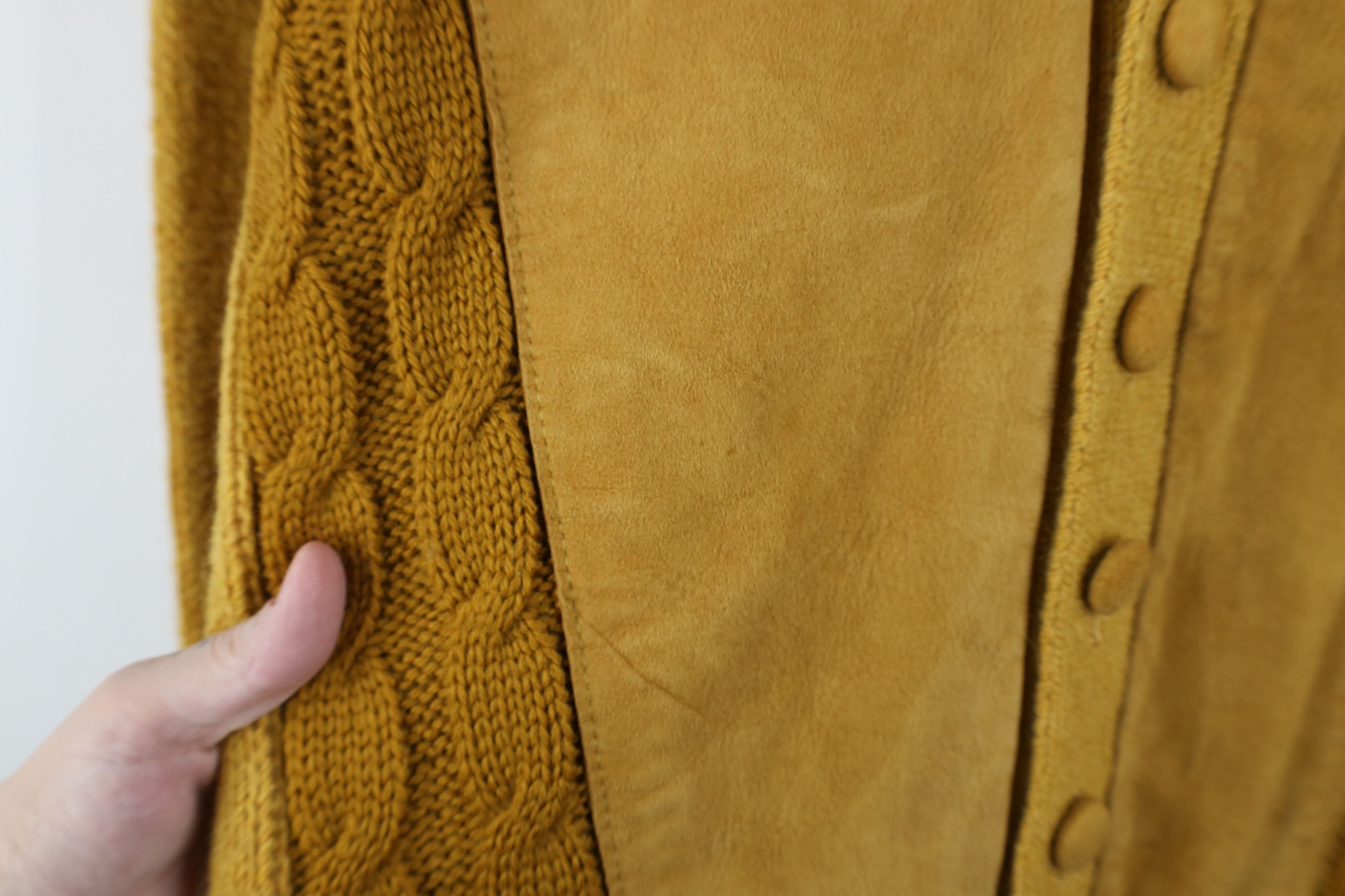 Vintage Vintage 50s Rockabilly Cable Knit Suede Cardigan Sweater USA Size US M / EU 48-50 / 2 - 5 Thumbnail