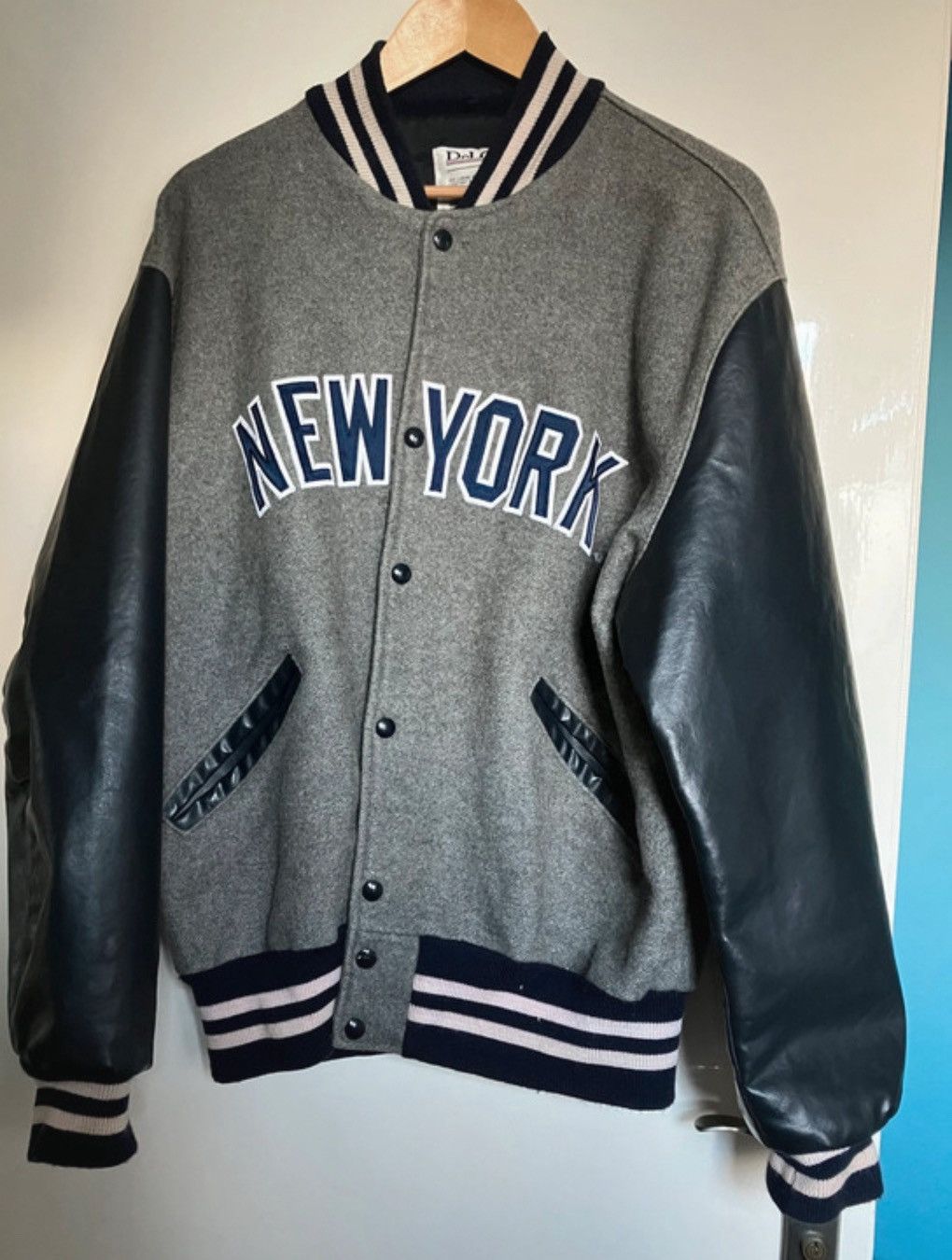 New York Yankees Vtg 90's DeLong Bomber wool leather Jacket