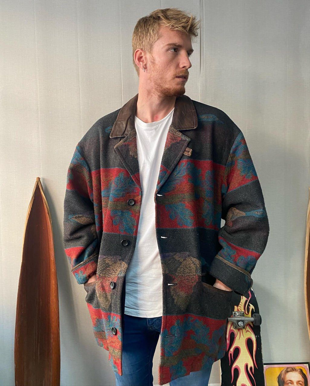 Native × Vintage 70s Hunting Wool Duck Oak Motifs Coat Pendleton Style Size US L / EU 52-54 / 3 - 21 Thumbnail