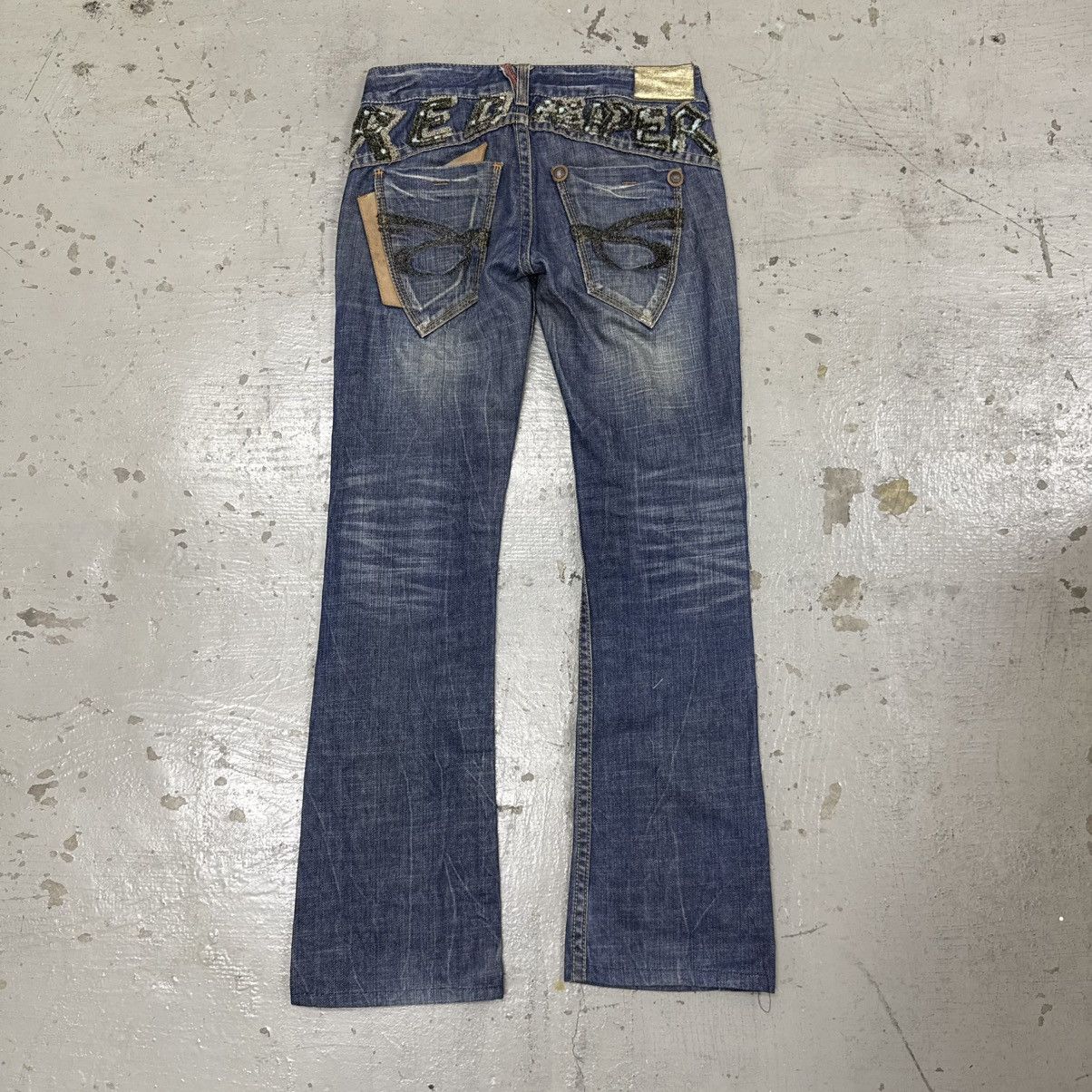 If Six Was Nine Embroidered Red Pepper MudWash Flare Jeans Pants Size US 30 / EU 46 - 1 Thumbnail