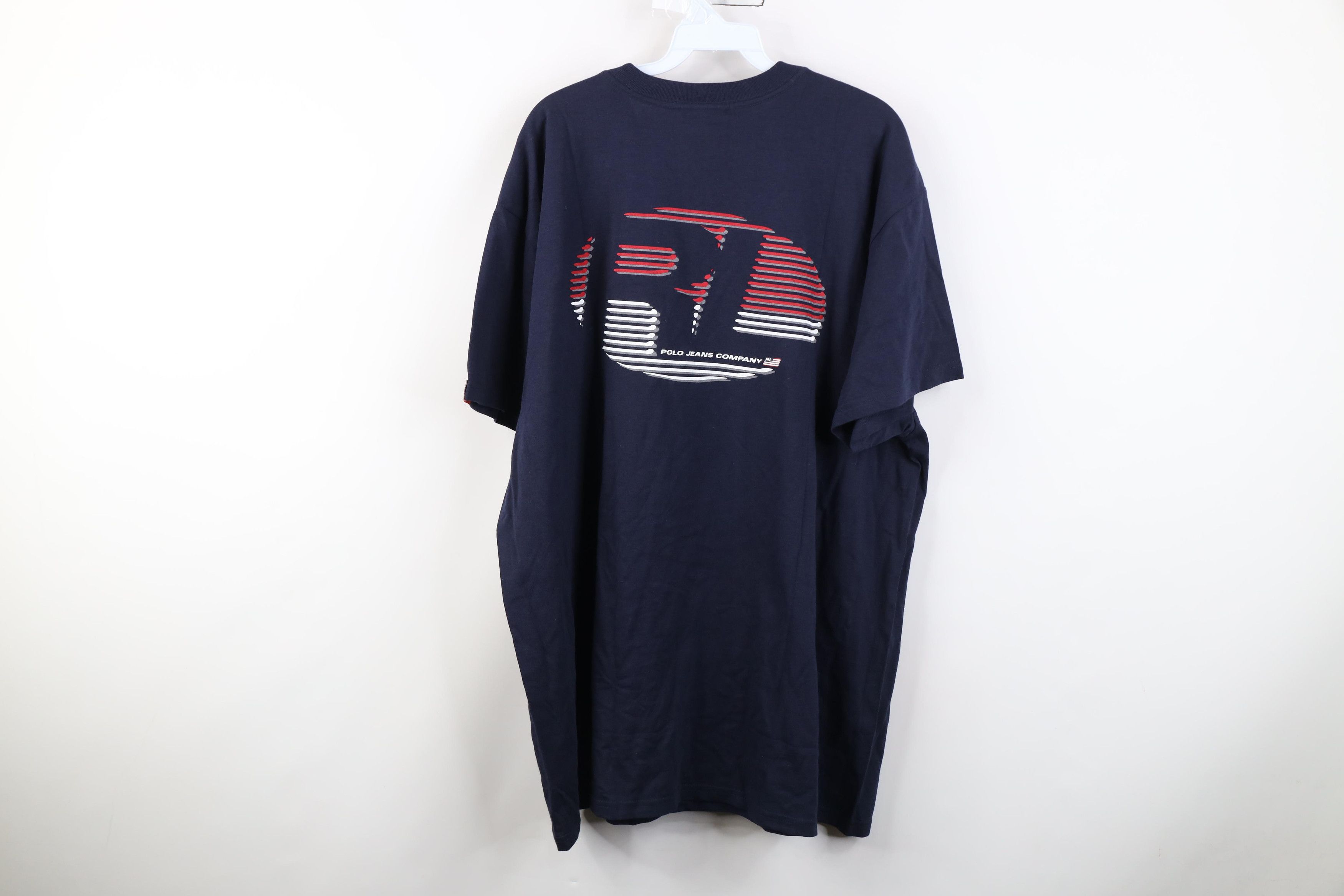 Polo Ralph Lauren Deadstock Vintage 90s Ralph Lauren Center Logo T-Shirt Blue Size US XXL / EU 58 / 5 - 10 Thumbnail