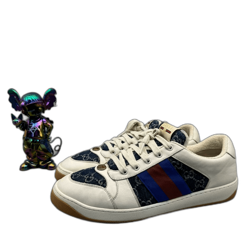 Gucci gucci screener white blue denim sneakers Size US 10 / EU 43 - 1 Thumbnail