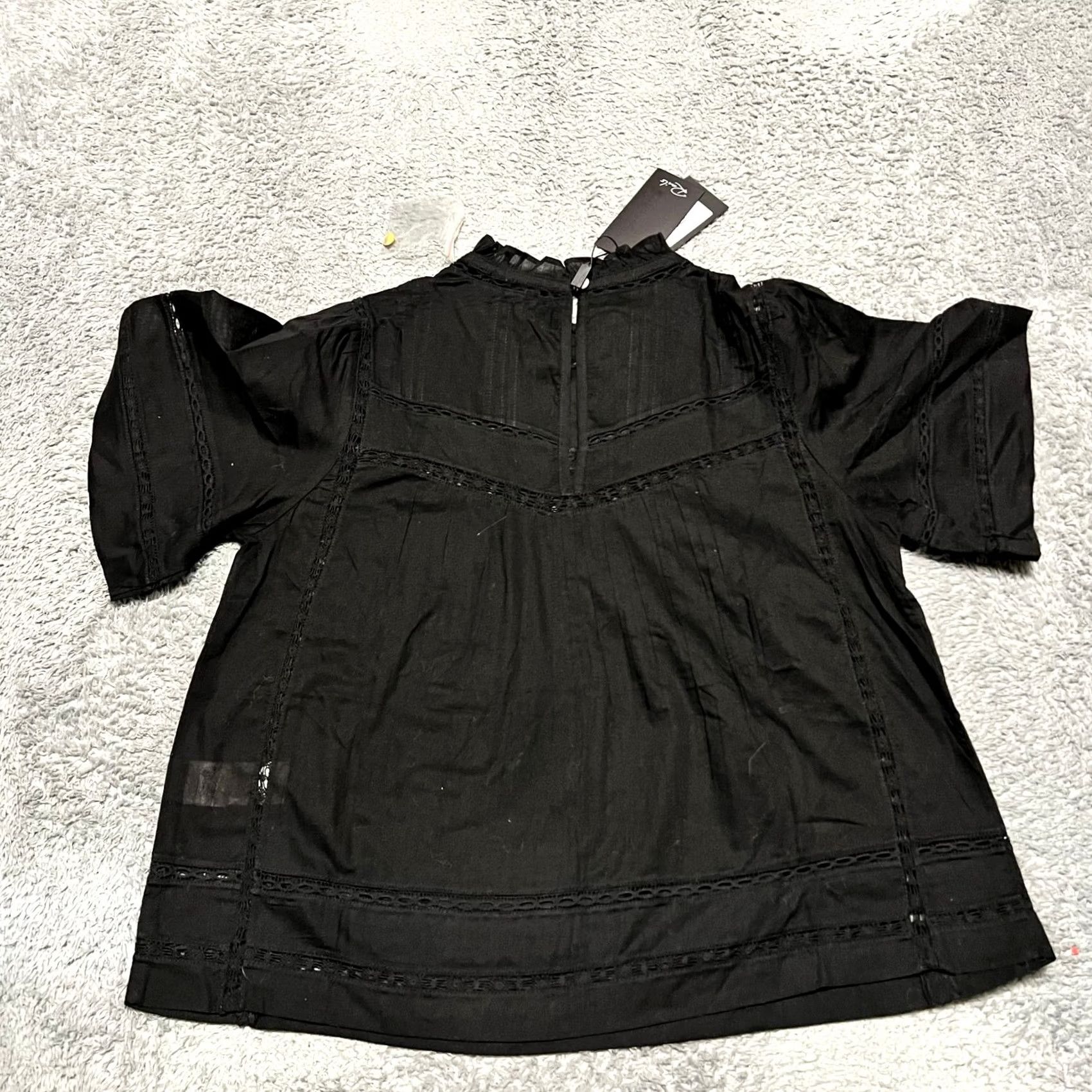 Rails VINTAGE Rails Shirt Womens XS Daisy Lace Short Sleeve Black Blouse Size XS / US 0-2 / IT 36-38 - 4 Thumbnail