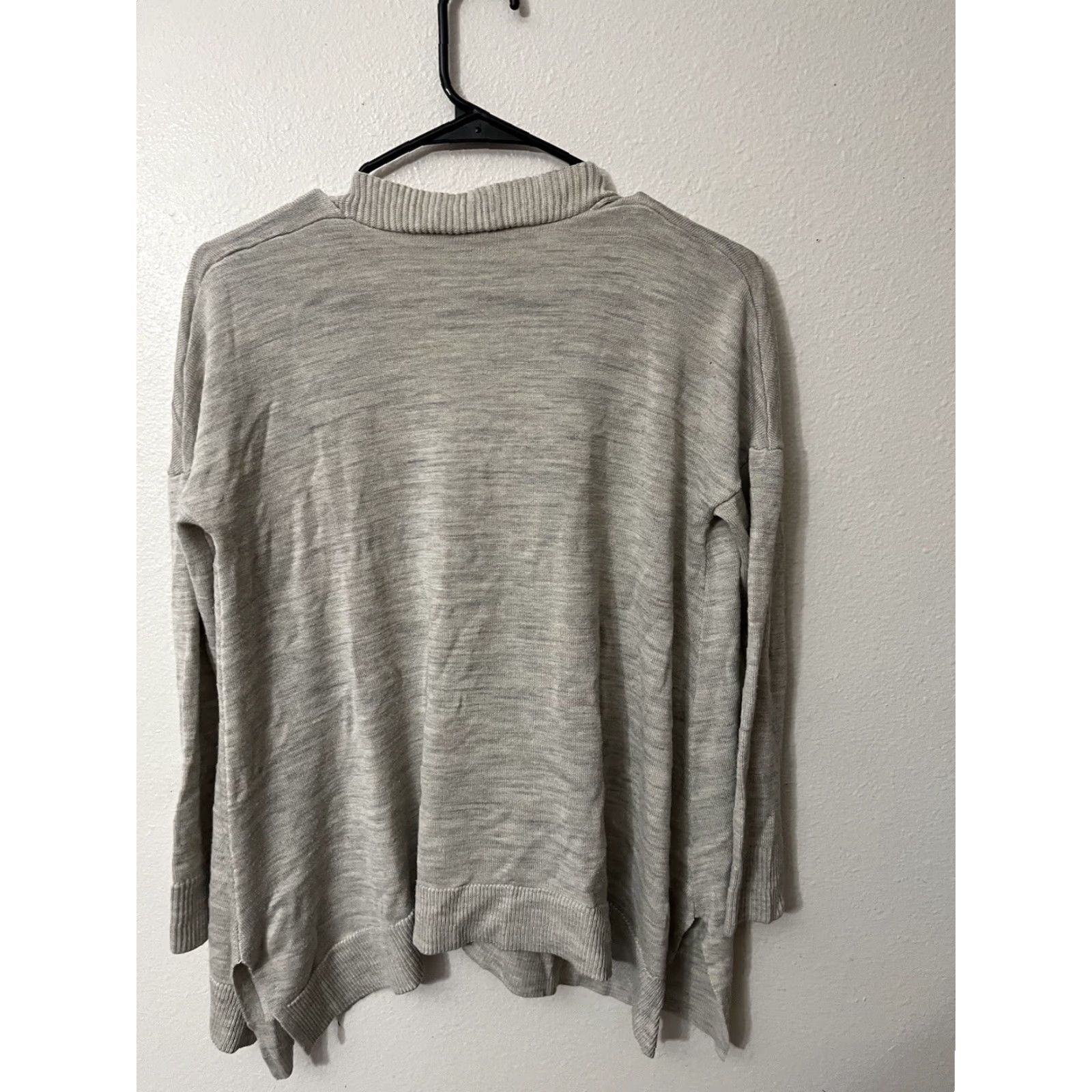 Ann Taylor VINTAGE Ann Taylor LOFT Cardigan Sweater Gray Open Front Long Sleeve PXS Petite Womens Wool/Cotton Blend, Open Front, Gray Size XS / US 0-2 / IT 36-38 - 3 Thumbnail