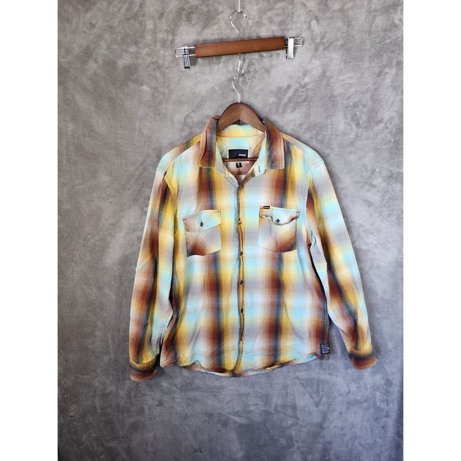 Hurley Hurley Men's XL Madras Plaid Long Sleeve Shirt Size US XL / EU 56 / 4 - 1 Thumbnail