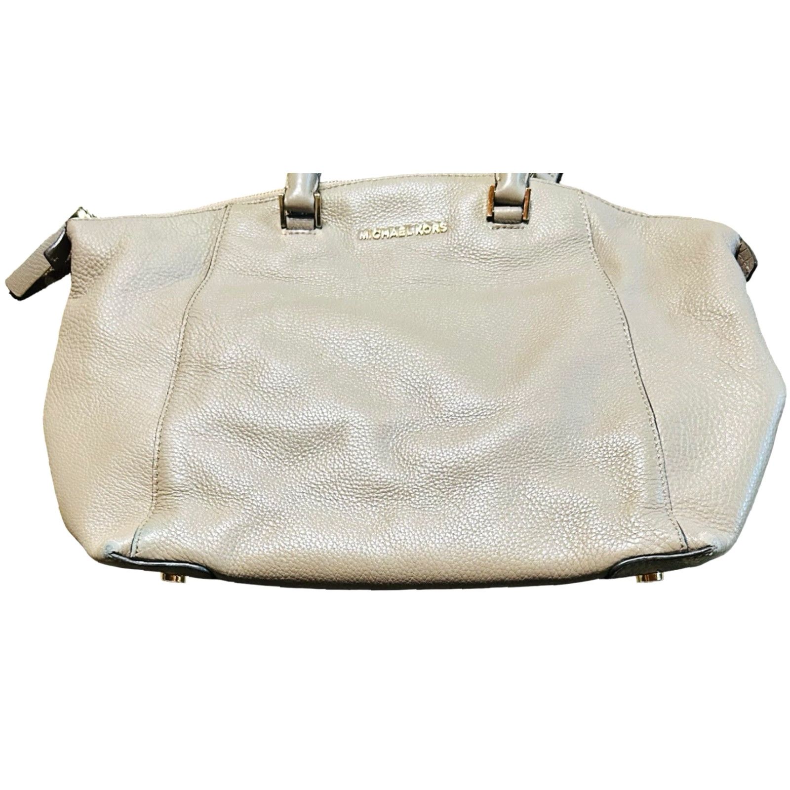 Vintage MICHAEL KORS Riley Leather Crossbody Purse Tote Shoulder Handbag Womens Brown Bag Gray Strap 15in 11in 16in 3in Pebbled Size ONE SIZE - 3 Thumbnail