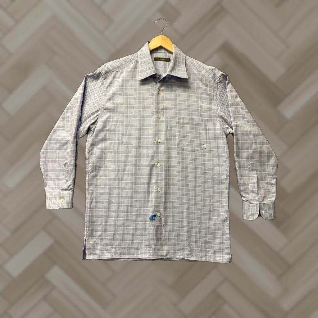 Ermenegildo Zegna Ermenegildo Zegna Button Shirt Men’s XL Blue 161-11 Button-Up Casual Designer Regular Cotton Solid Long Sleeve Collared Size US XL / EU 56 / 4 - 1 Thumbnail