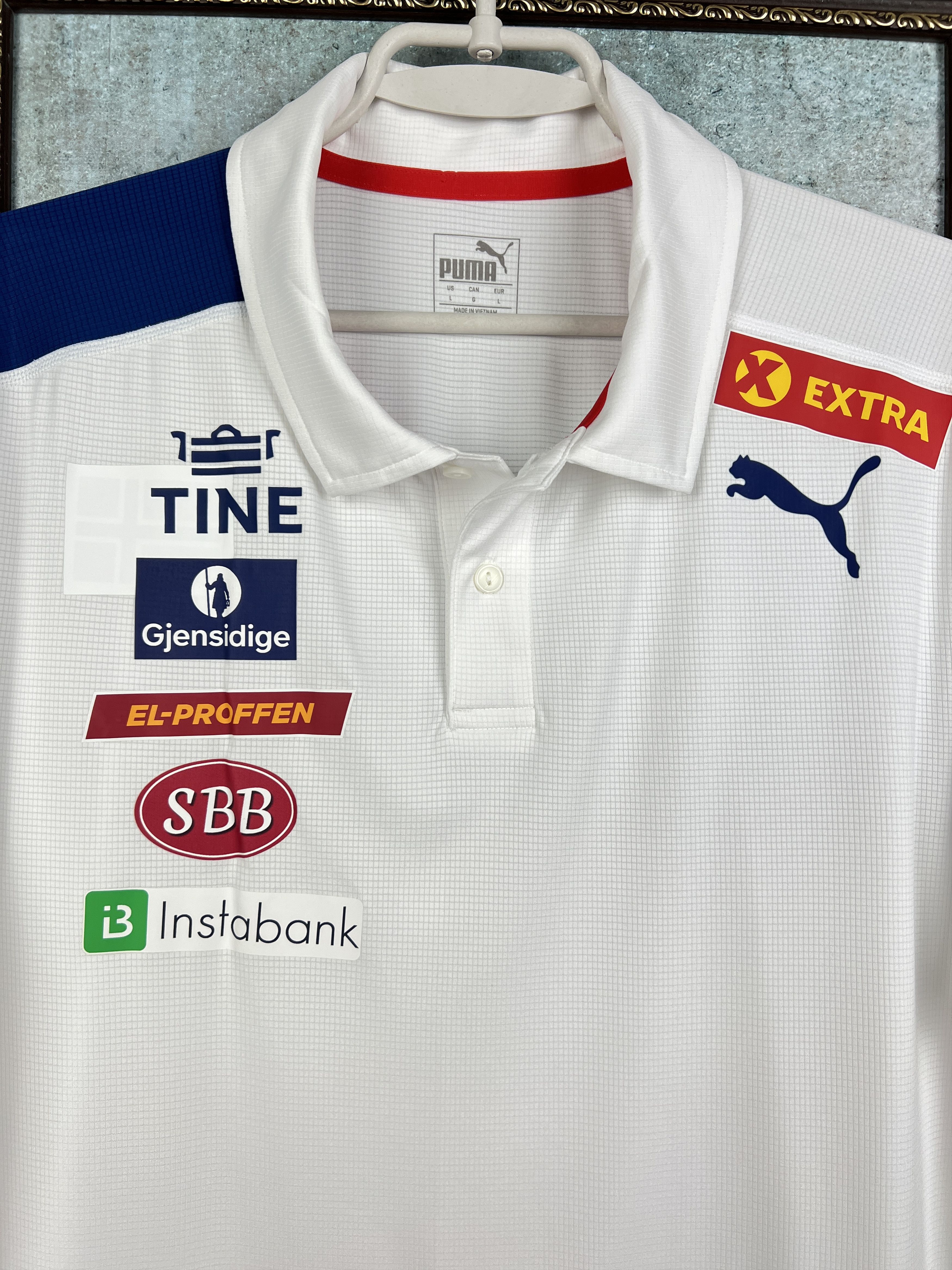 Puma Norway White Olympic Shirt Polo National Team Jersey Trikot Size US L / EU 52-54 / 3 - 3 Thumbnail