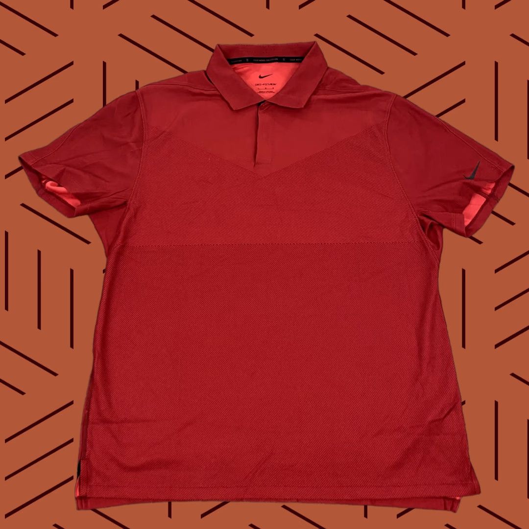 Nike VINTAGE NIKE Tiger Woods Polo Mens Large Sunday Red Snap Collar Dri-Fit ADV Golf Shirt Size US L / EU 52-54 / 3 - 1 Thumbnail