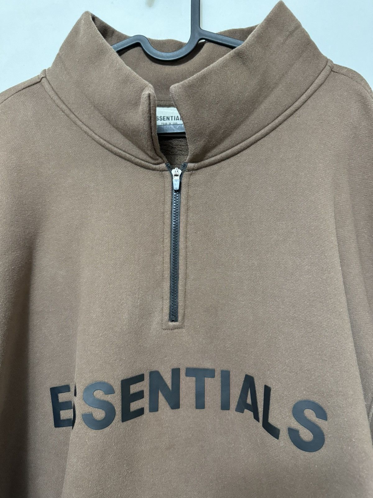 Fear of God 💥Fear of God Essentials Half Zip Pullover SZ Small Taupe Size US S / EU 44-46 / 1 - 2 Thumbnail