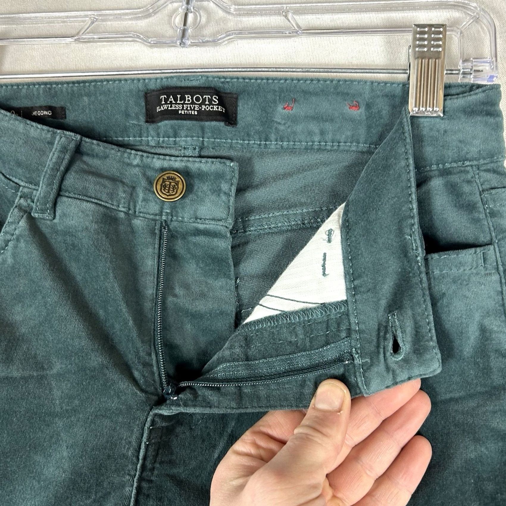 Talbots Talbots Flawless Five Pockets Jegging Pants Womens 0P Green Velour 0P Jeans Skinny Pocketed Modern Classic Slim Rise Mid Petite Size 25" / US 0 / IT 36 - 4 Thumbnail