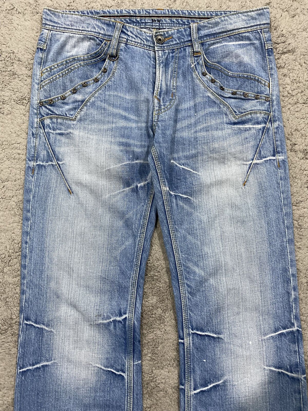If Six Was Nine Nicole Club For Men Flared Studded Punk Style Jeans Denim Size US 34 / EU 50 - 3 Thumbnail