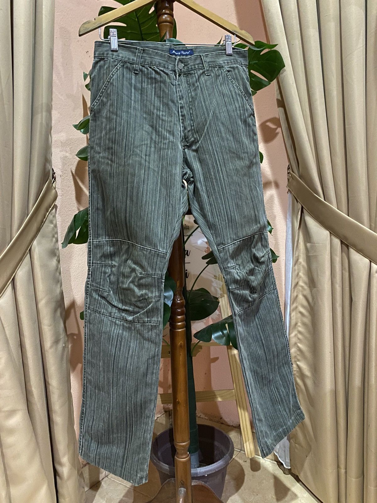 Japanese Brand Memory Special Japanese Grey Pinstripe Workwear Trousers Size US 30 / EU 46 - 3 Thumbnail