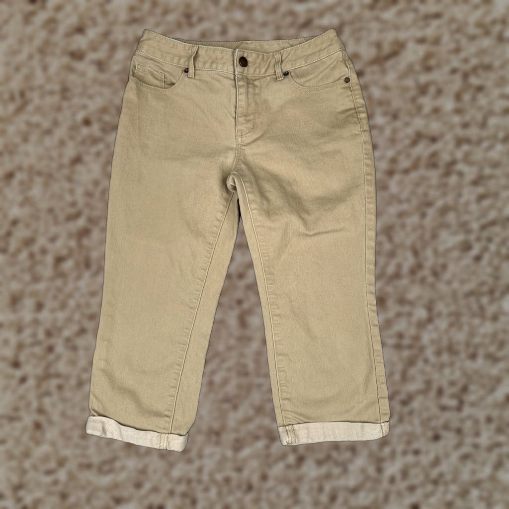 Vintage Maurices Jeans Capri Womens 4 Beige Light Wash Mid Rise Cuffed Crop 26x19 Denim Size 27" / US 4 / IT 40 - 1 Thumbnail