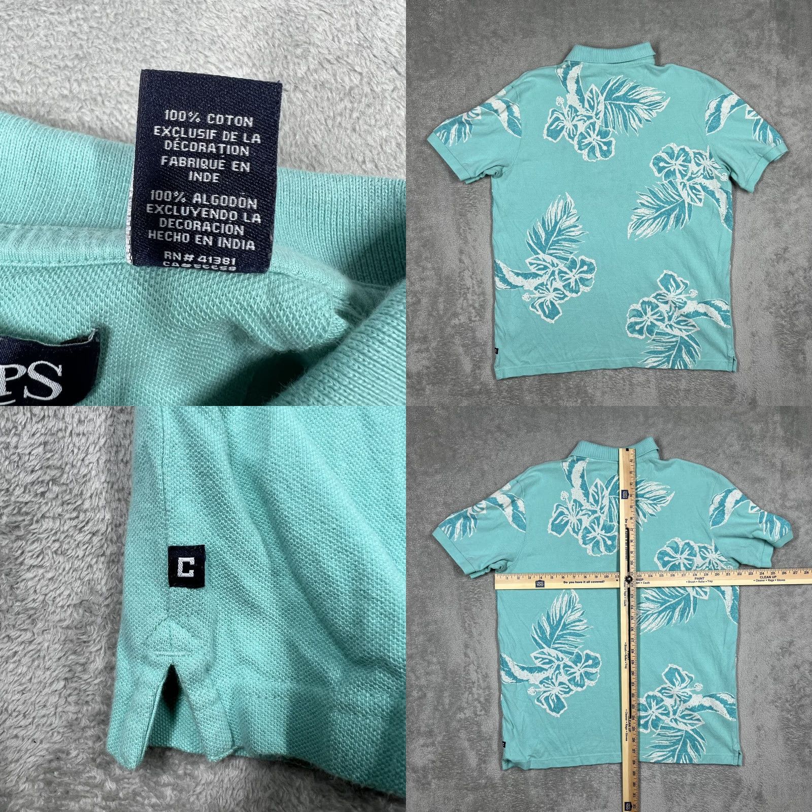 Chaps Chaps Polo Shirt Men Medium Aqua Blue Floral Print Short Sleeve EUC Size US M / EU 48-50 / 2 - 8 Thumbnail