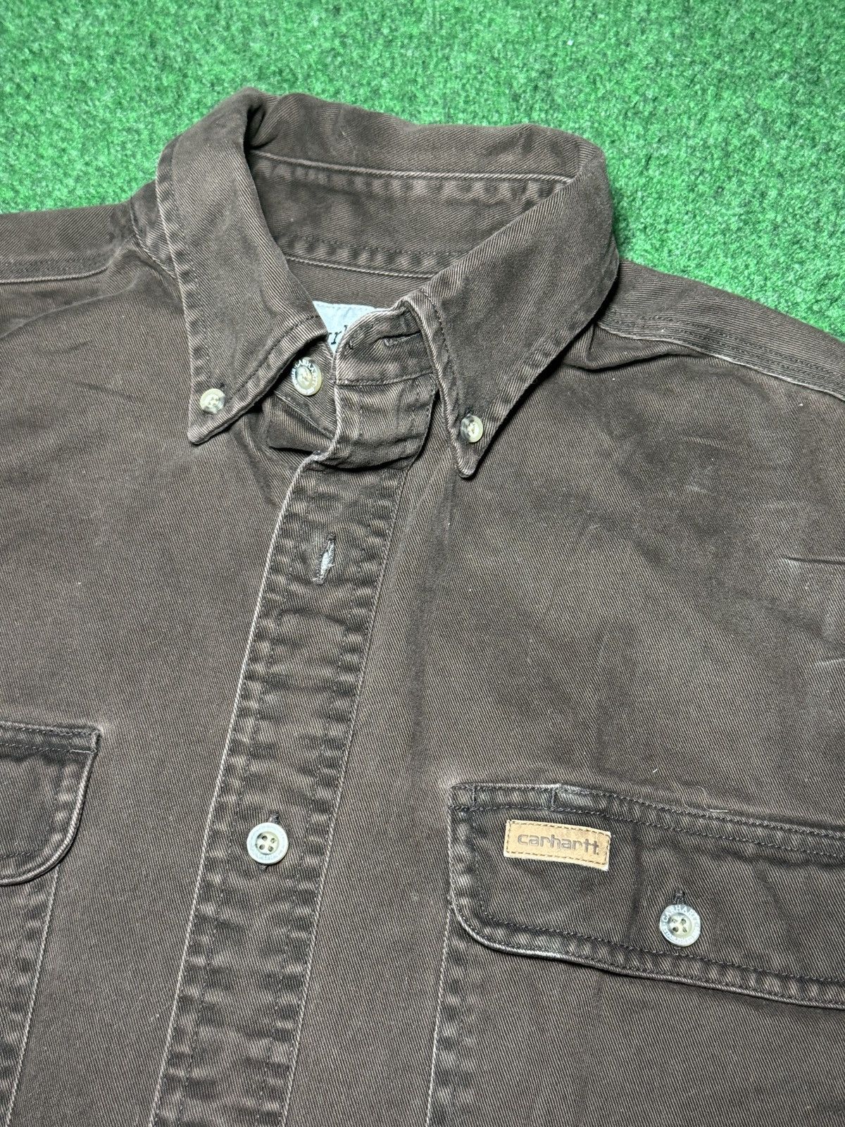 Carhartt Carhartt Heavyweight Button Up Shirt 21x29 Brown M/L Y2K Size US M / EU 48-50 / 2 - 2 Thumbnail