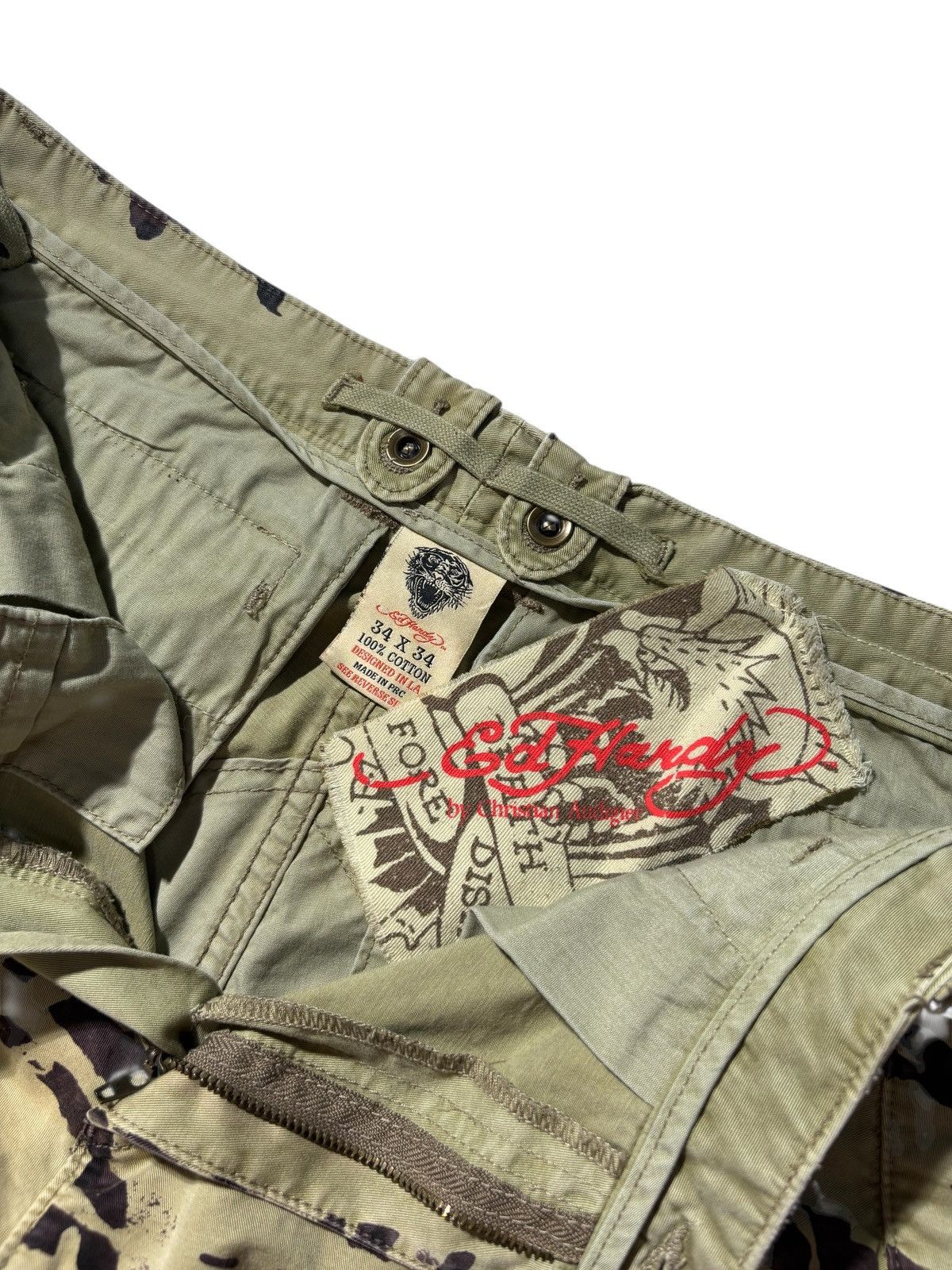 Ed Hardy Y2K Ed Hardy Tiger Printed Camo Cargo Pants Baggy RARE Rap Size US 34 / EU 50 - 12 Thumbnail