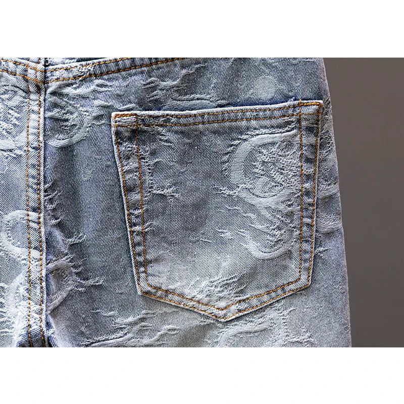 Japanese Brand Dragon pattern straight blue denim shorts Size US 34 / EU 50 - 4 Thumbnail
