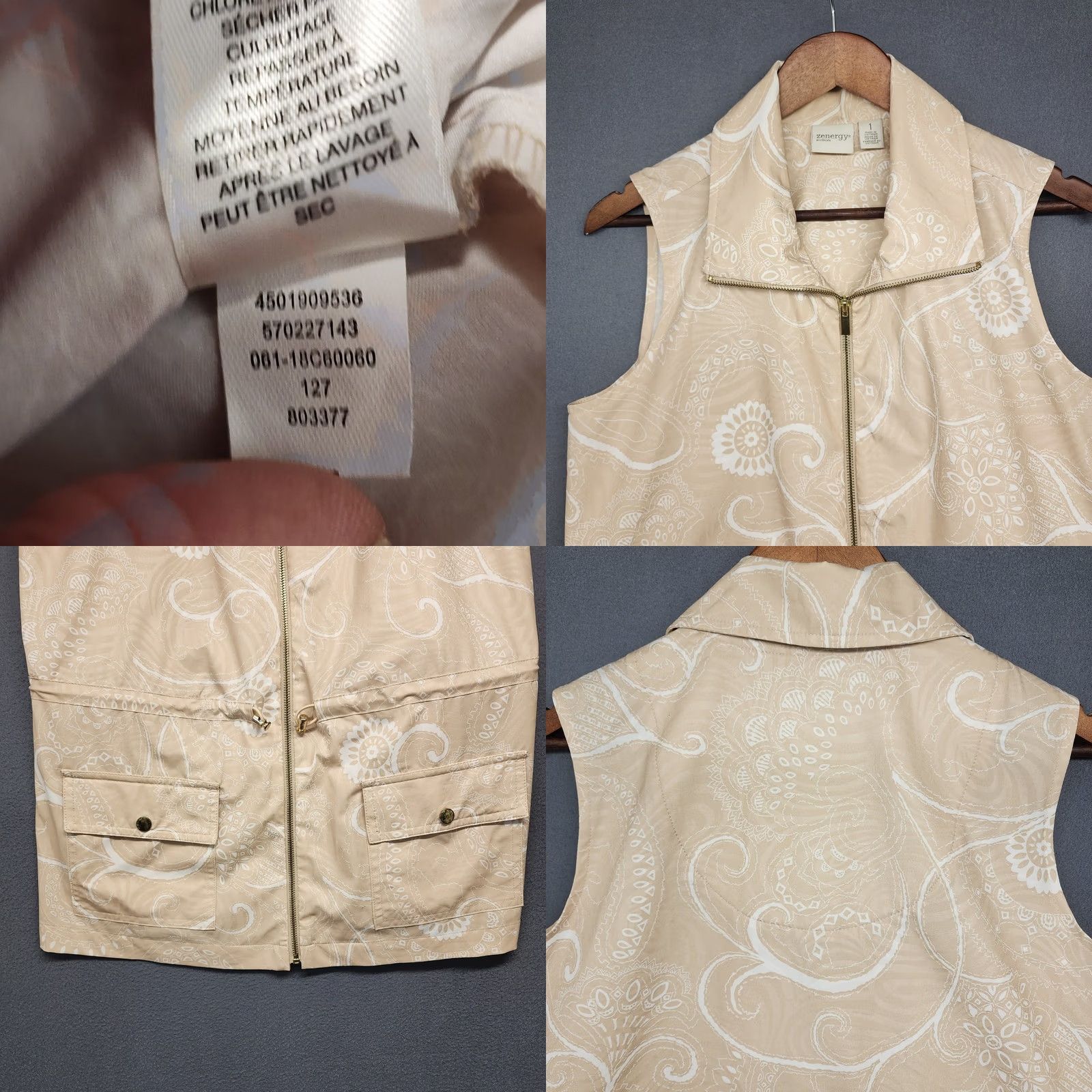 Vintage Chicos Zenergy Vest Women Medium Beige Pockets Performance Stretch Full Zip Size M / US 6-8 / IT 42-44 - 8 Thumbnail