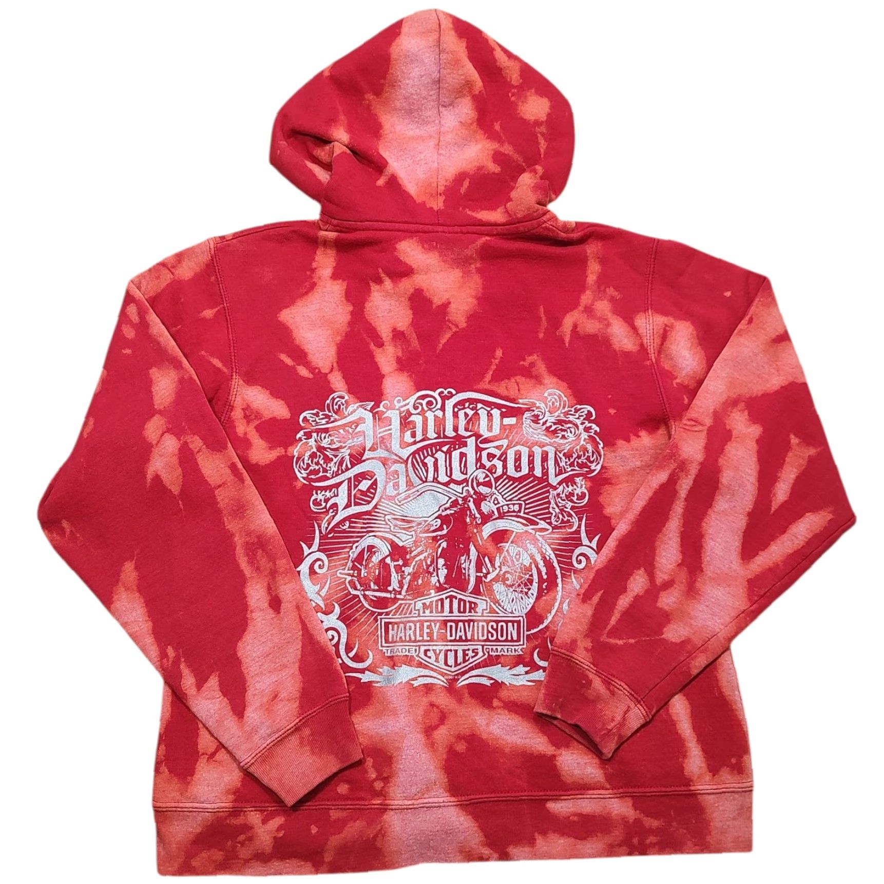 Harley Davidson Harley-Davidson Hoodie Sweatshirt Women Tie Dye Acid Wash V-Neck Graphic Print Hooded Pockets Zipless Pullover M Red Regular Size Type Hoodie Size M / US 6-8 / IT 42-44 - 2 Thumbnail