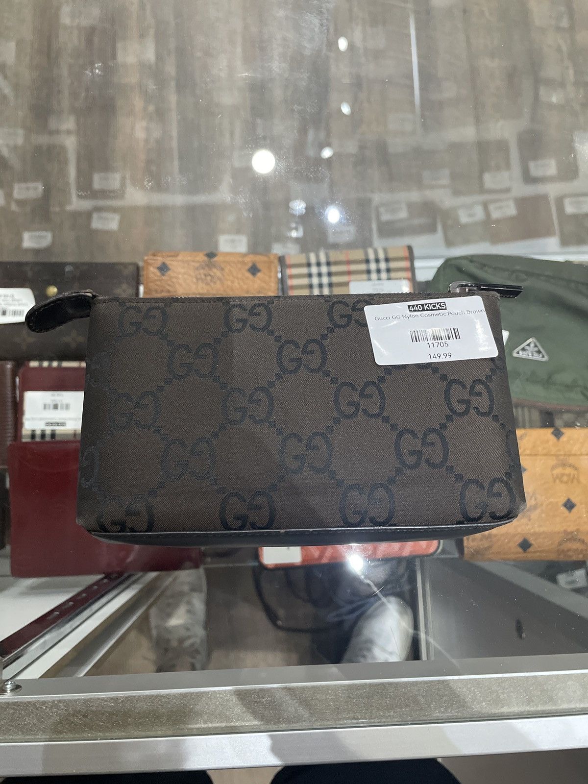 Gucci Gucci GG Nylon Cosmetic Pouch Brown Size ONE SIZE - 6 Thumbnail
