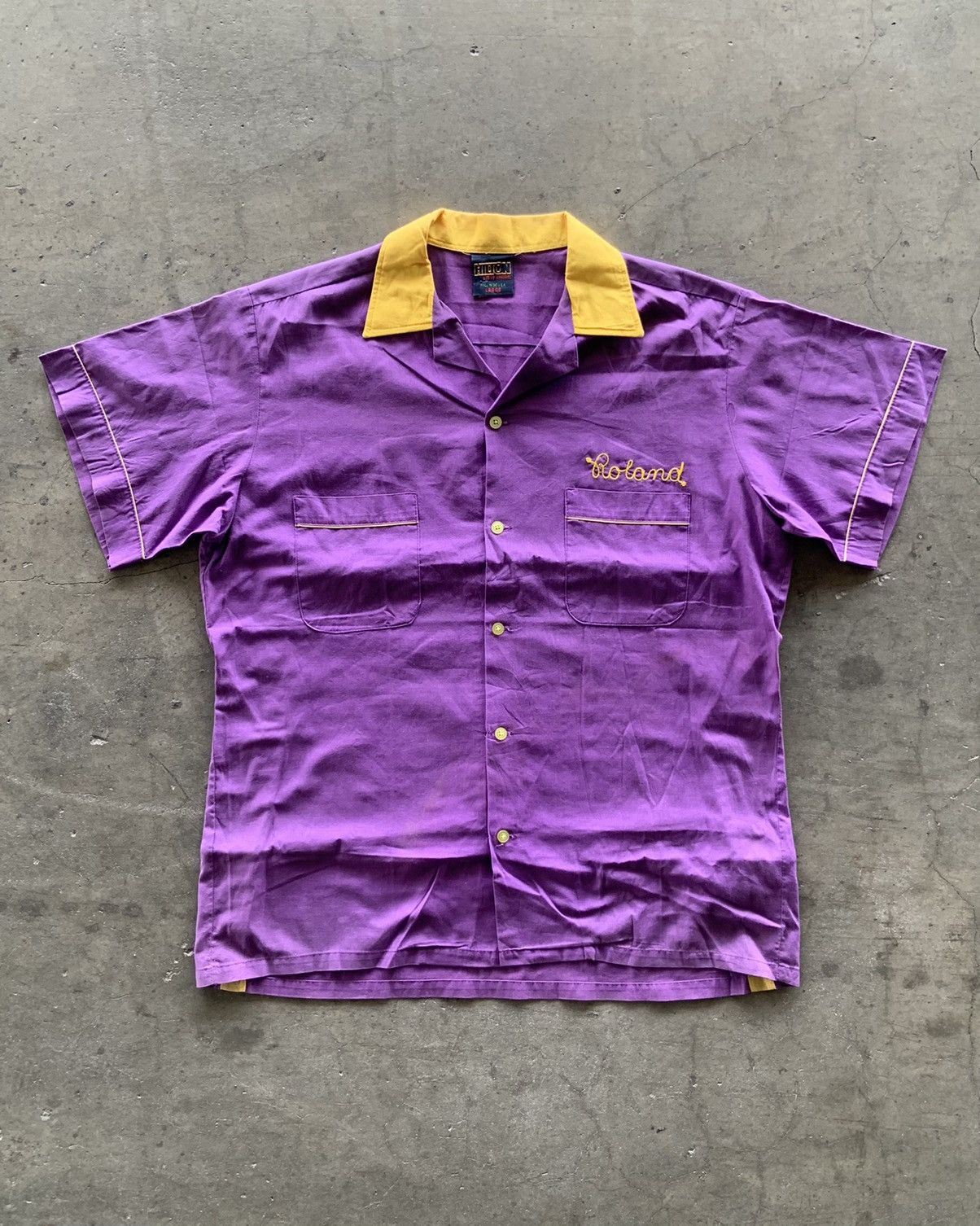 Vintage 80s Hilton Bowling Shirt Size US L / EU 52-54 / 3 - 1 Thumbnail