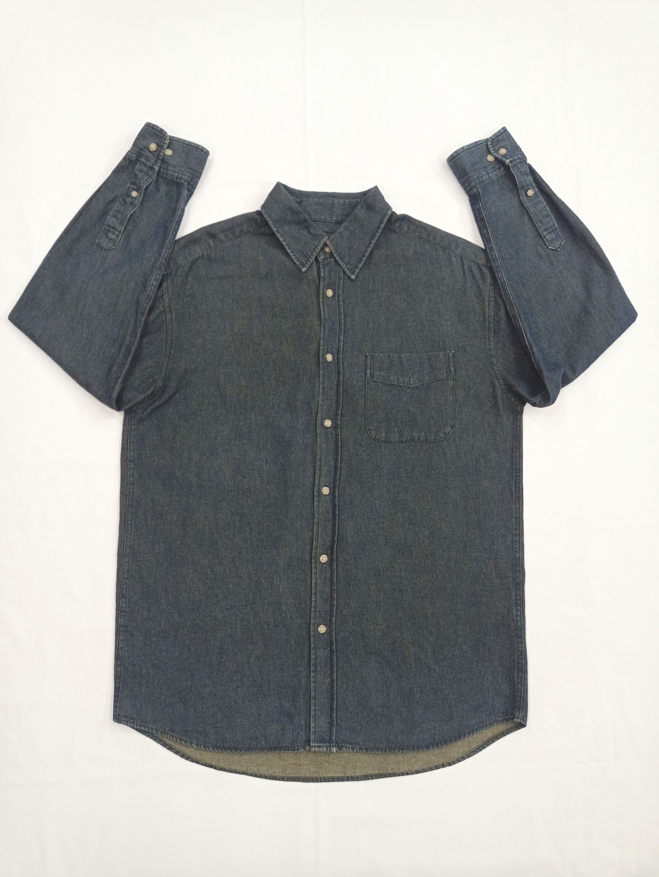 Denim Shirt Size L - 100% Cotton, Dark Blue, 9.5/10