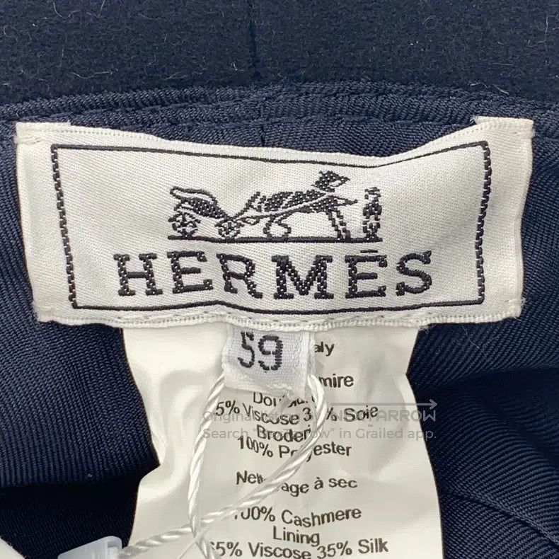 Hermes Hermes size 59 Blue pig nose pattern embroidery, cashmere f Size ONE SIZE - 7 Thumbnail