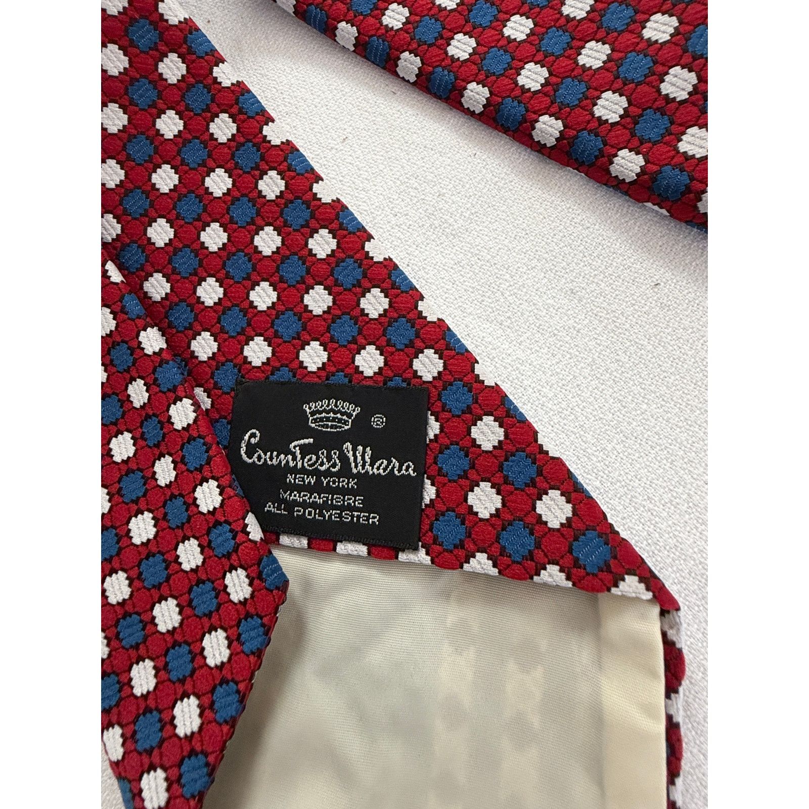 Countess Mara Countess Mara Red/White/Blue Geometric Tie - Vintage Size ONE SIZE - 6 Thumbnail