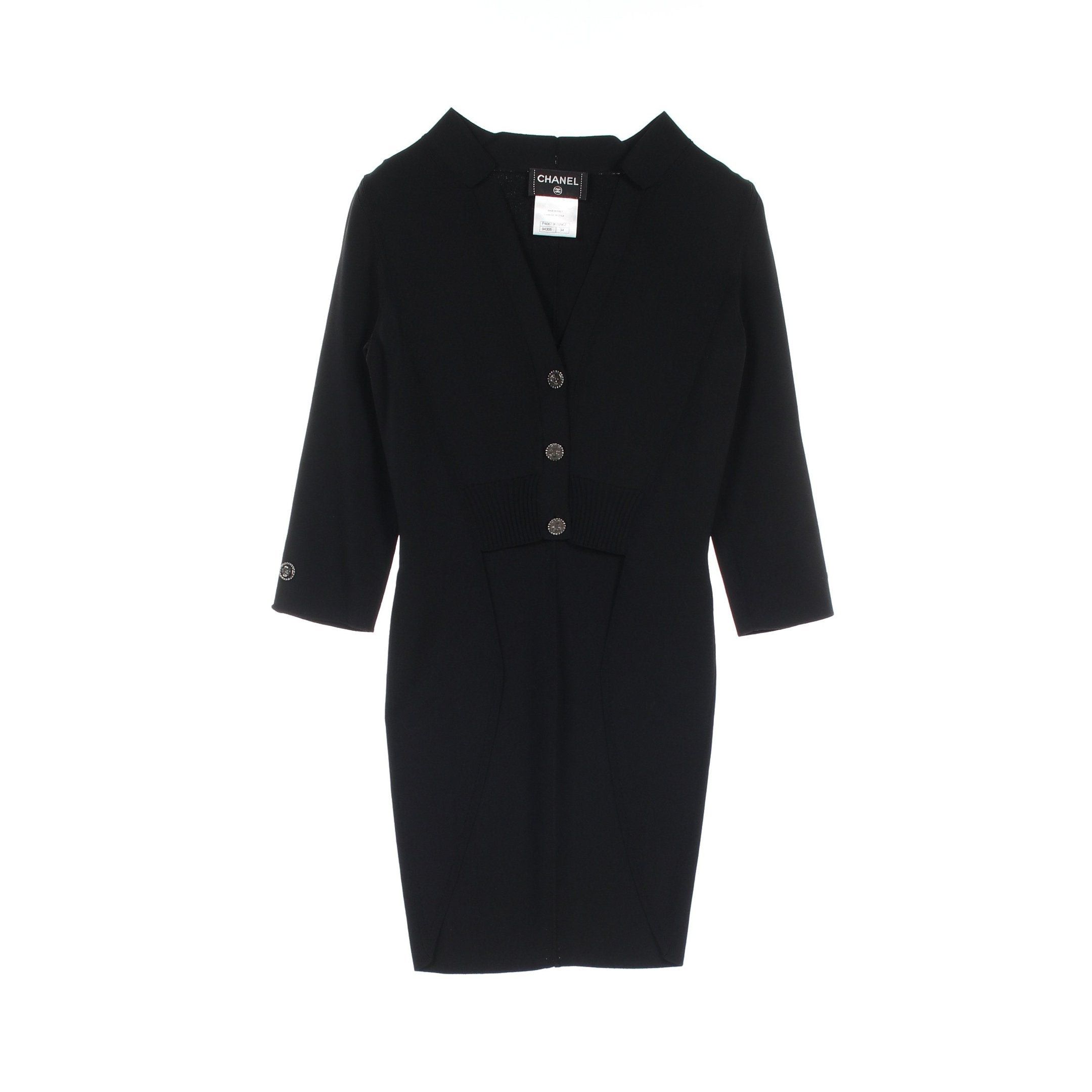 Chanel Chanel Cocomark Button Deformation Cardigan Rayon Black Size ONE SIZE - 1 Thumbnail