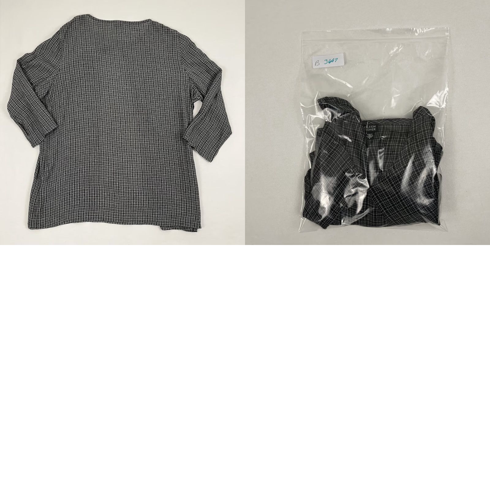 Eileen Fisher Eileen Fisher Blouse Tunic Lagenlook Large Black Gray Open Front Cardigan Womens Type: Blouse Size L / US 10 / IT 46 - 8 Thumbnail