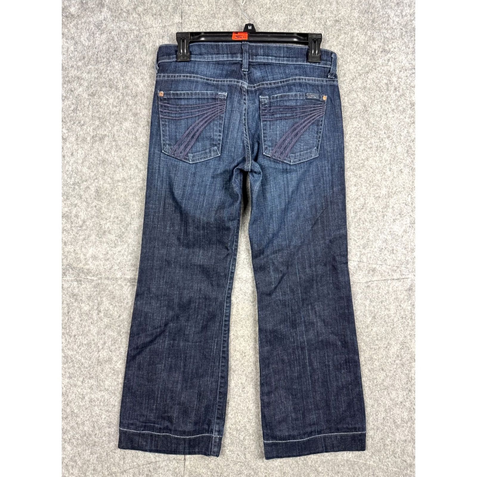 7 For All Mankind 7 For All Mankind Dojo Jeans Womens 27 Blue Flare Jeans Mid Rise Dark Wash Denim Size 27" / US 4 / IT 40 - 2 Thumbnail