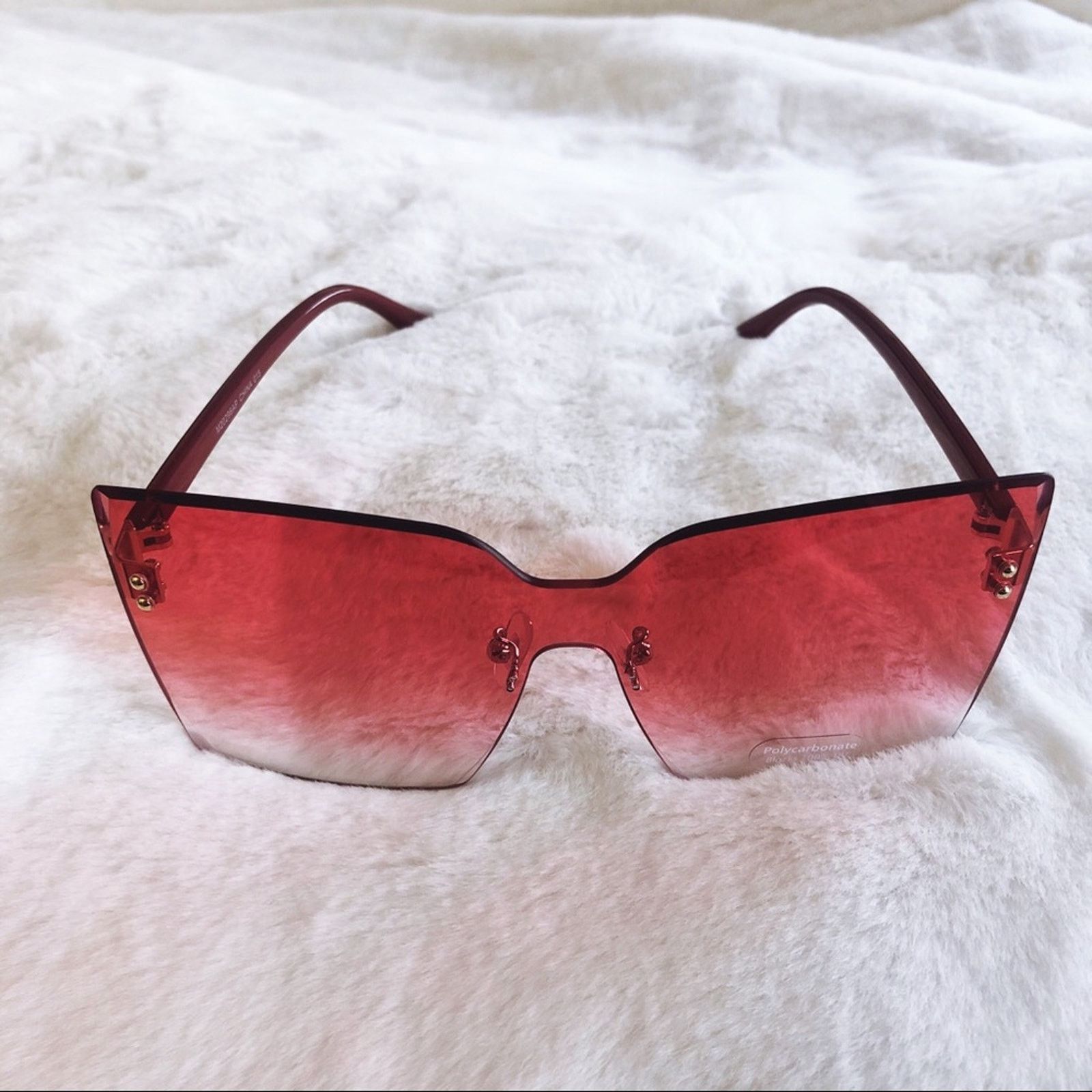 Other Dana Dark Pink Rimless Oversize Cat Eye Sunglasses Size ONE SIZE - 6 Thumbnail