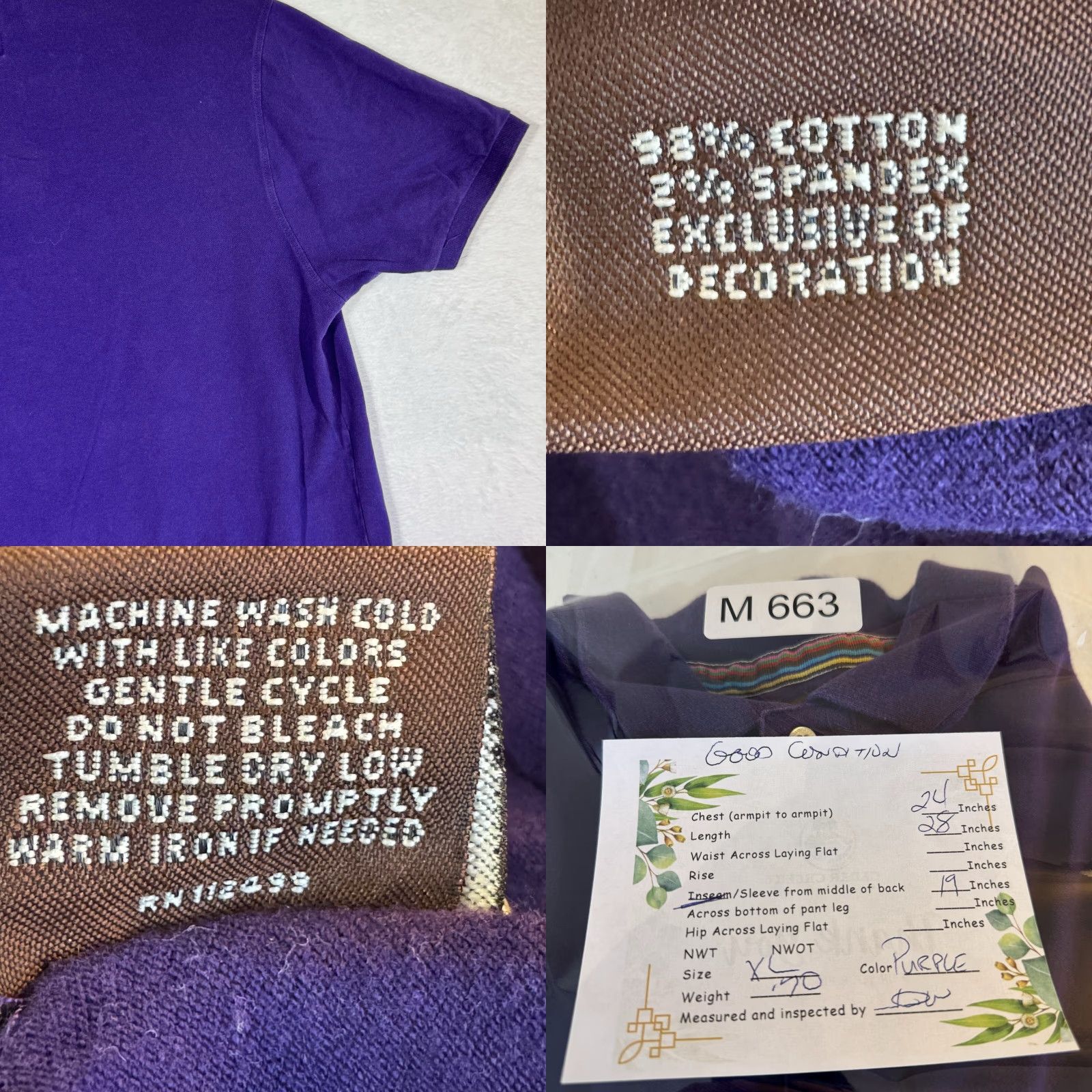 Tailorbyrd TailorByrd Polo Shirt XL Purple Cotton-Stretch Short Sleeve Collared Men’s Regular/Classic Golf Shirt Size US XL / EU 56 / 4 - 9 Thumbnail