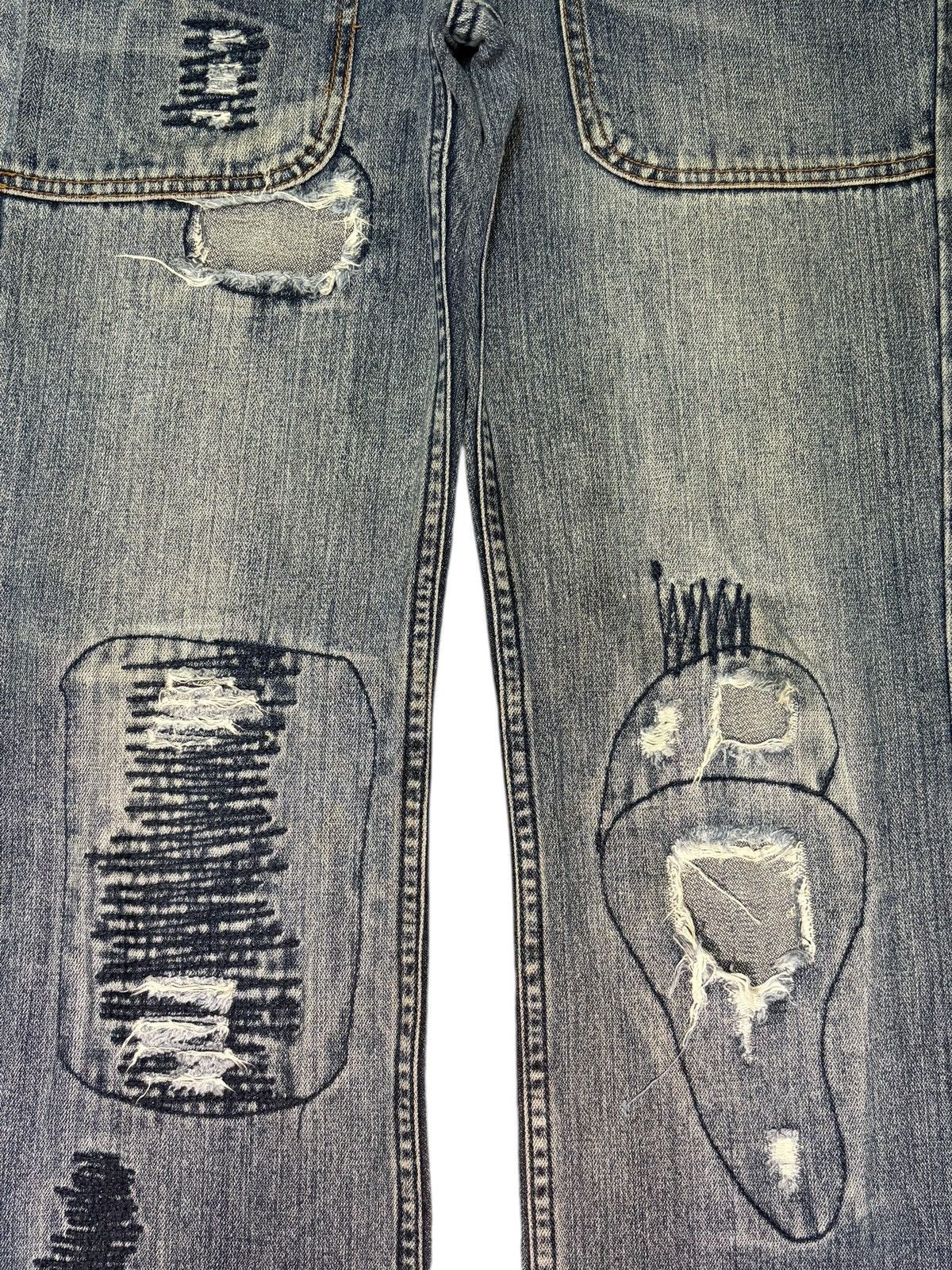 If Six Was Nine Vintage Japanese Brand Patch Distress Flare Jeans Size US 32 / EU 48 - 3 Thumbnail