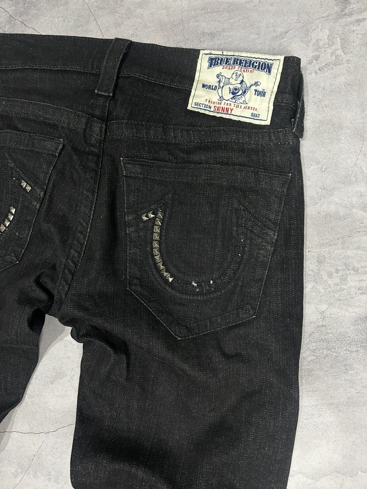 True Religion × Vintage True Religion Ricky Relaxed Straight Black Denim Jeans Y2K Size US 31 - 4 Thumbnail