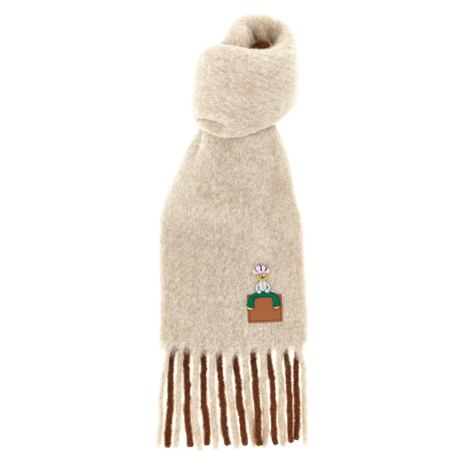 Loewe LOEWE $690 Light Gray/Brown Wool Scarf New & Authentic Size ONE SIZE - 1 Thumbnail