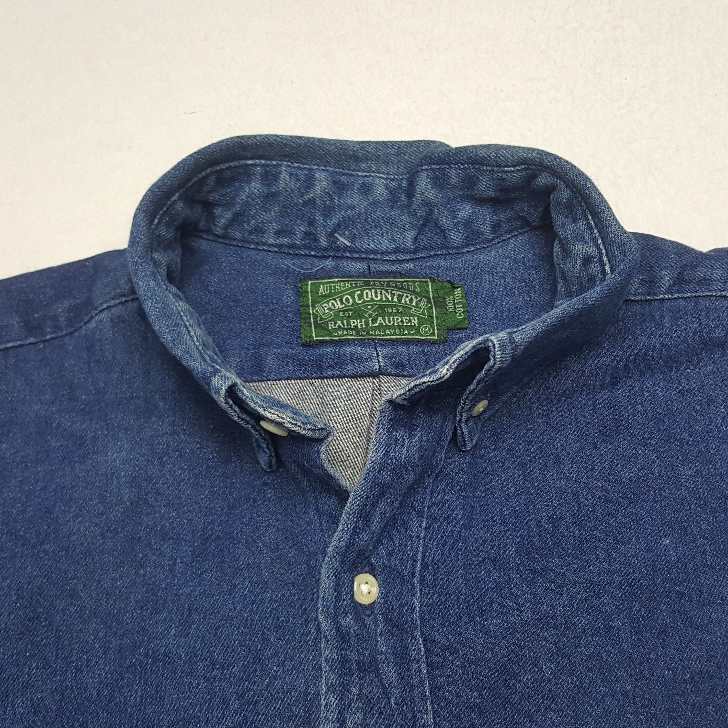 Polo Ralph Lauren Vintage Polo Ralph Lauren Denim Shirt Button Up C267N63 Size US XL / EU 56 / 4 - 4 Thumbnail