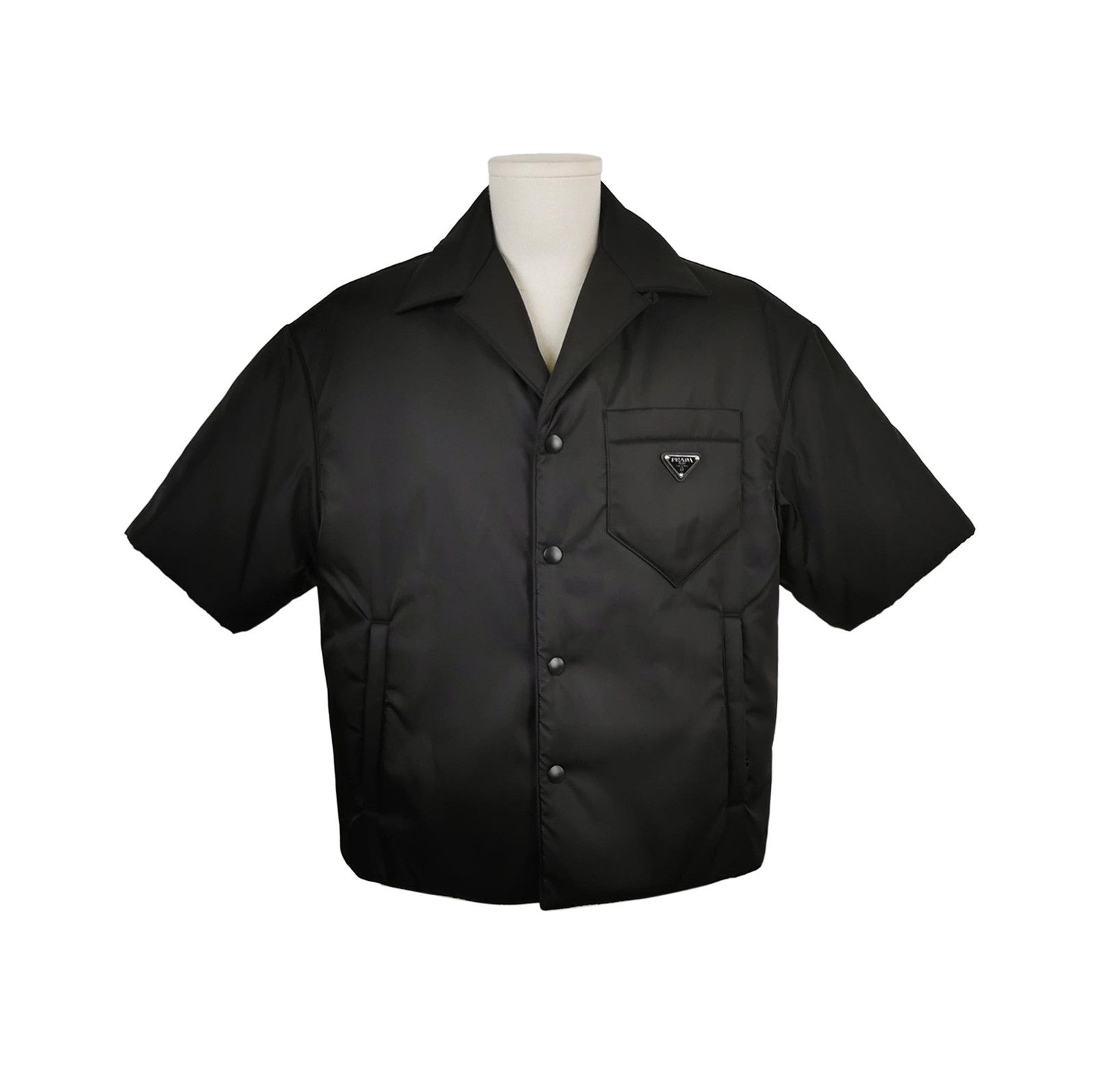 Prada Prada Black Logo Short Sleeve Cotton Jacket 0079 Size US S / EU 44-46 / 1 - 1 Thumbnail