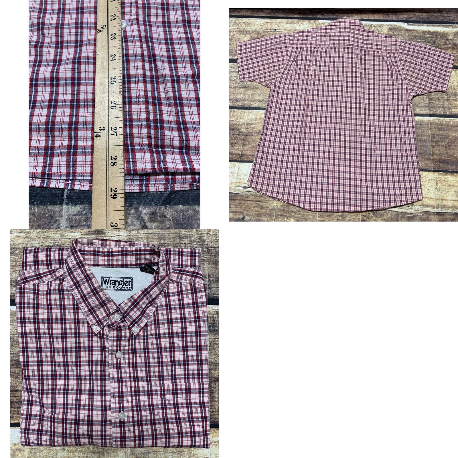 Wrangler Wrangler Short Sleeve Shirt Mens XL Plaid Button-Up Western Color Pink Red White Pattern Size US XL / EU 56 / 4 - 8 Thumbnail